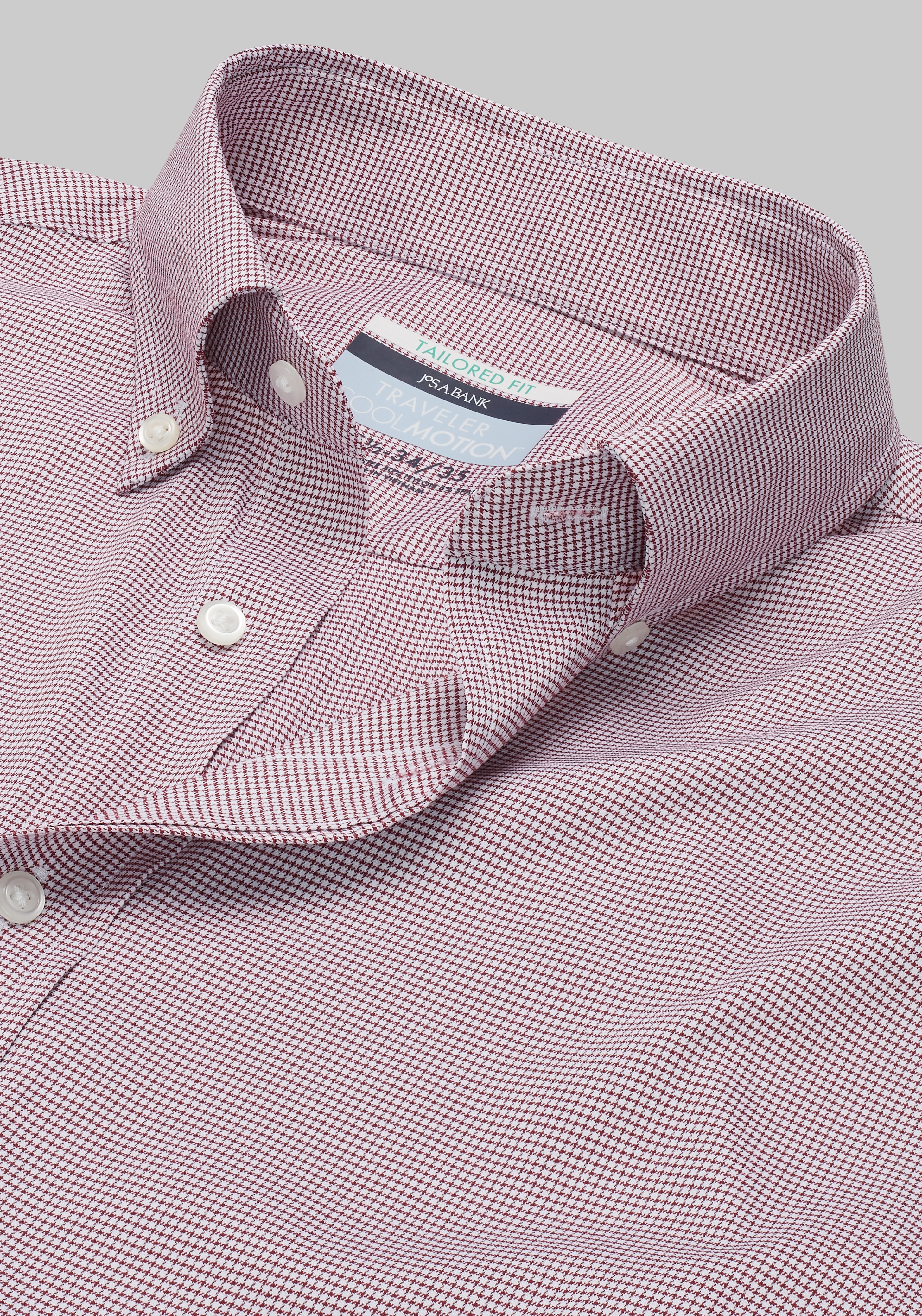 Men's Dress Shirts, Traveler&reg; COOL<i>MOTION</i> Tailored Fit Micro Houndstooth Dress Shirt - Jos A Bank