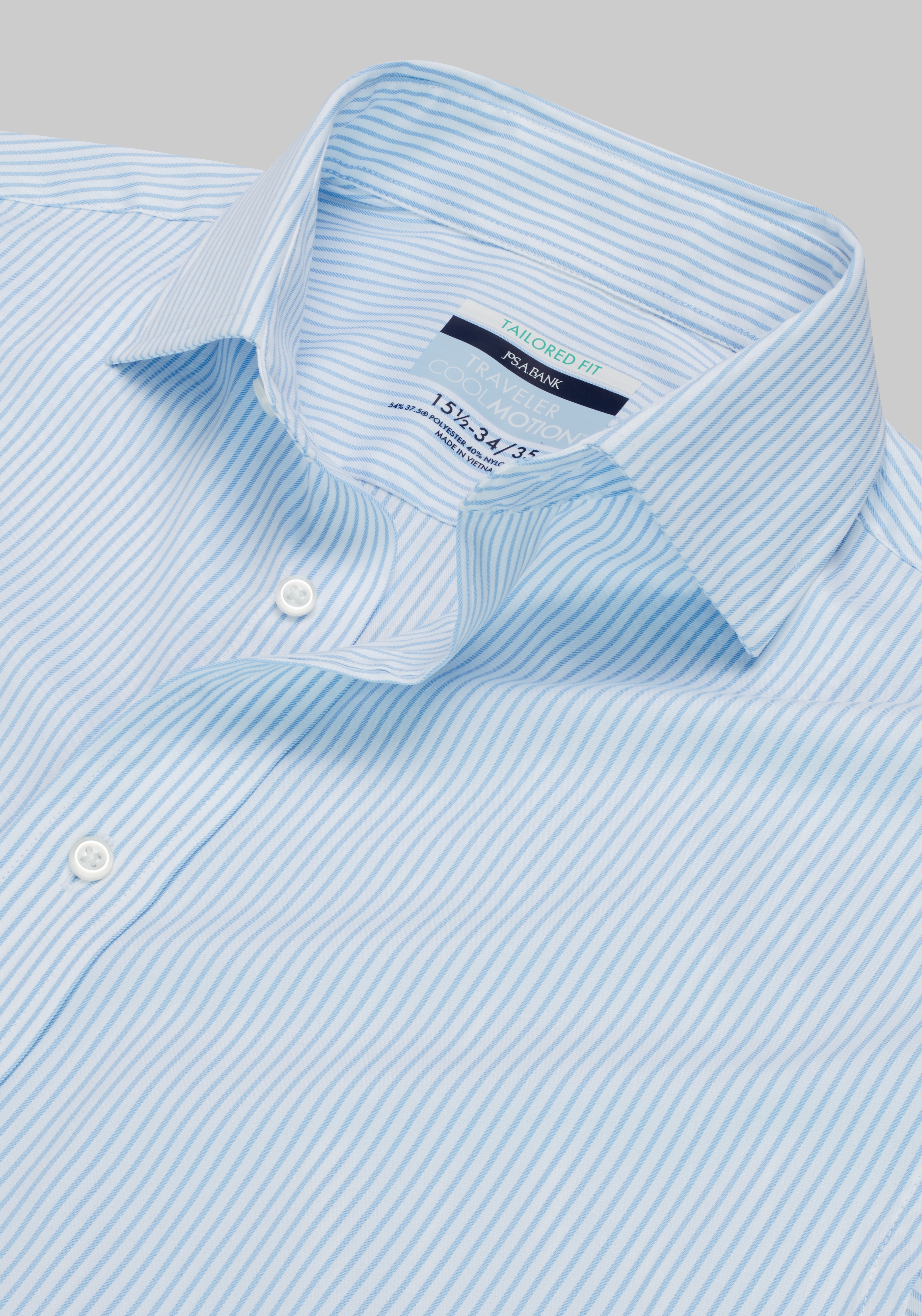 Men's Dress Shirts, Traveler&reg; COOL<i>MOTION</i> Tailored Fit Stripe Dress Shirt - Jos A Bank