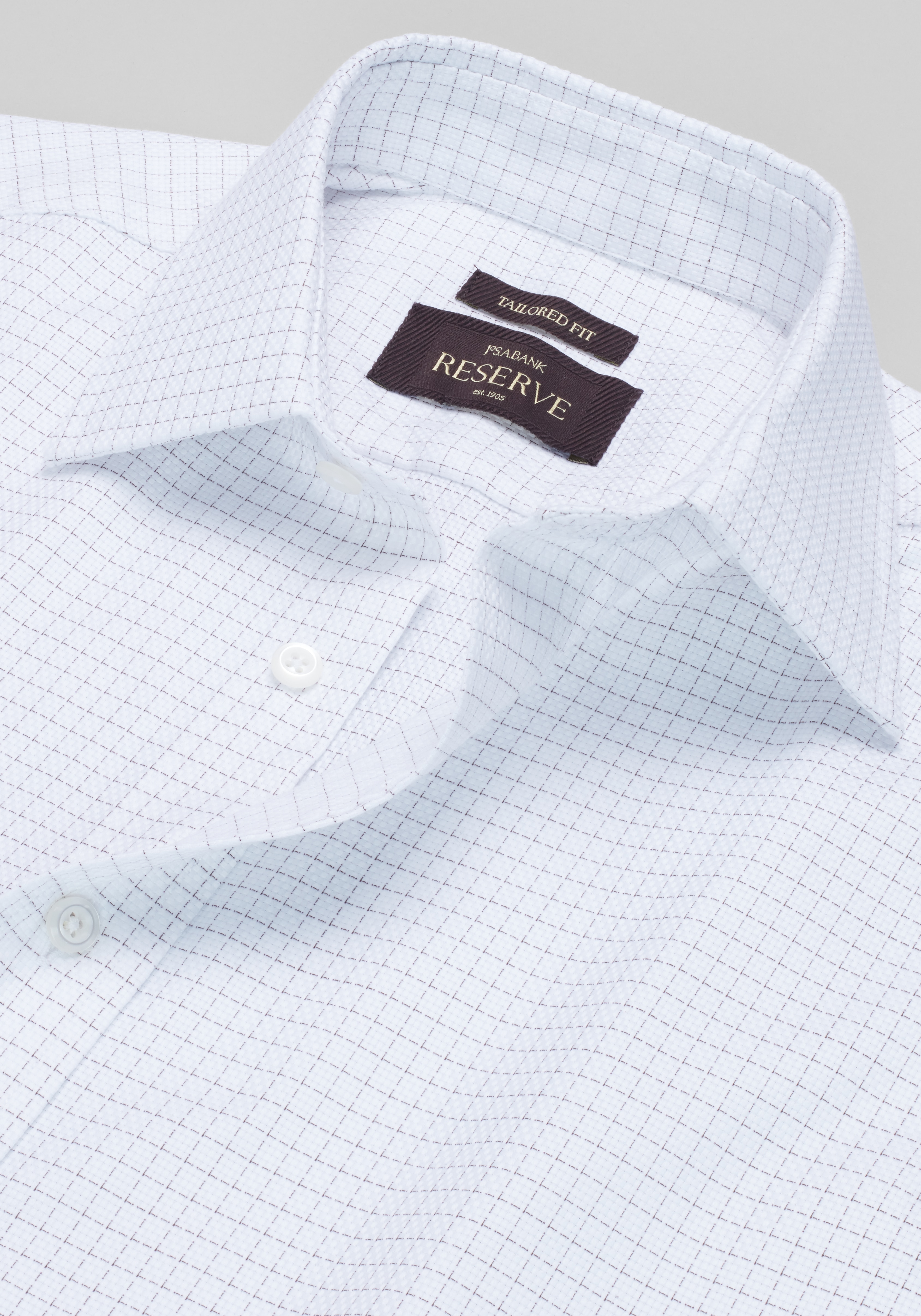 Men's Special Categories, Reserve Collection Tailored Fit Spread Collar Grid Dress Shirt - Jos A Bank