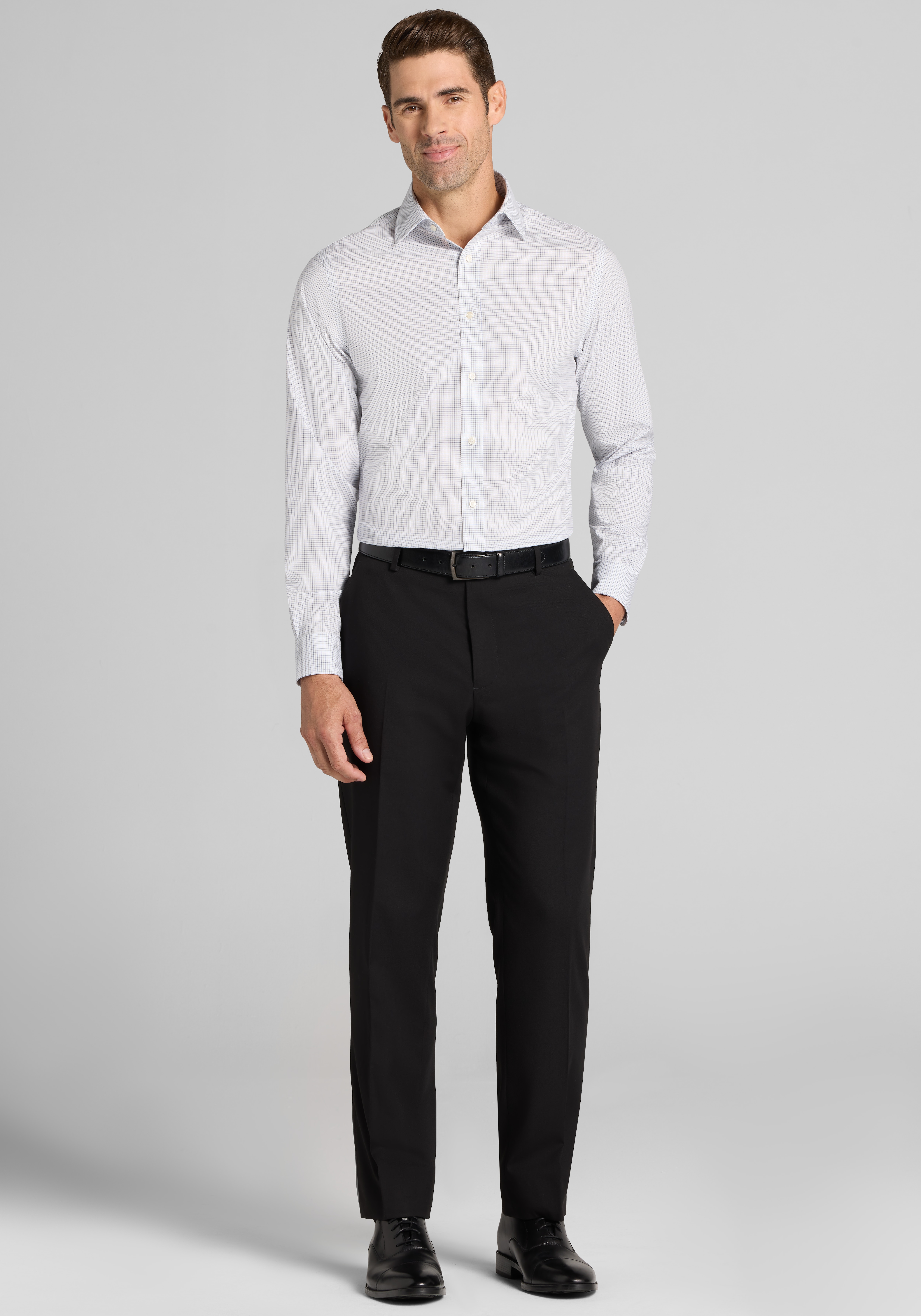 Jos. A. Bank Comfort Stretch Traditional Fit Mini Grid Dress Shirt