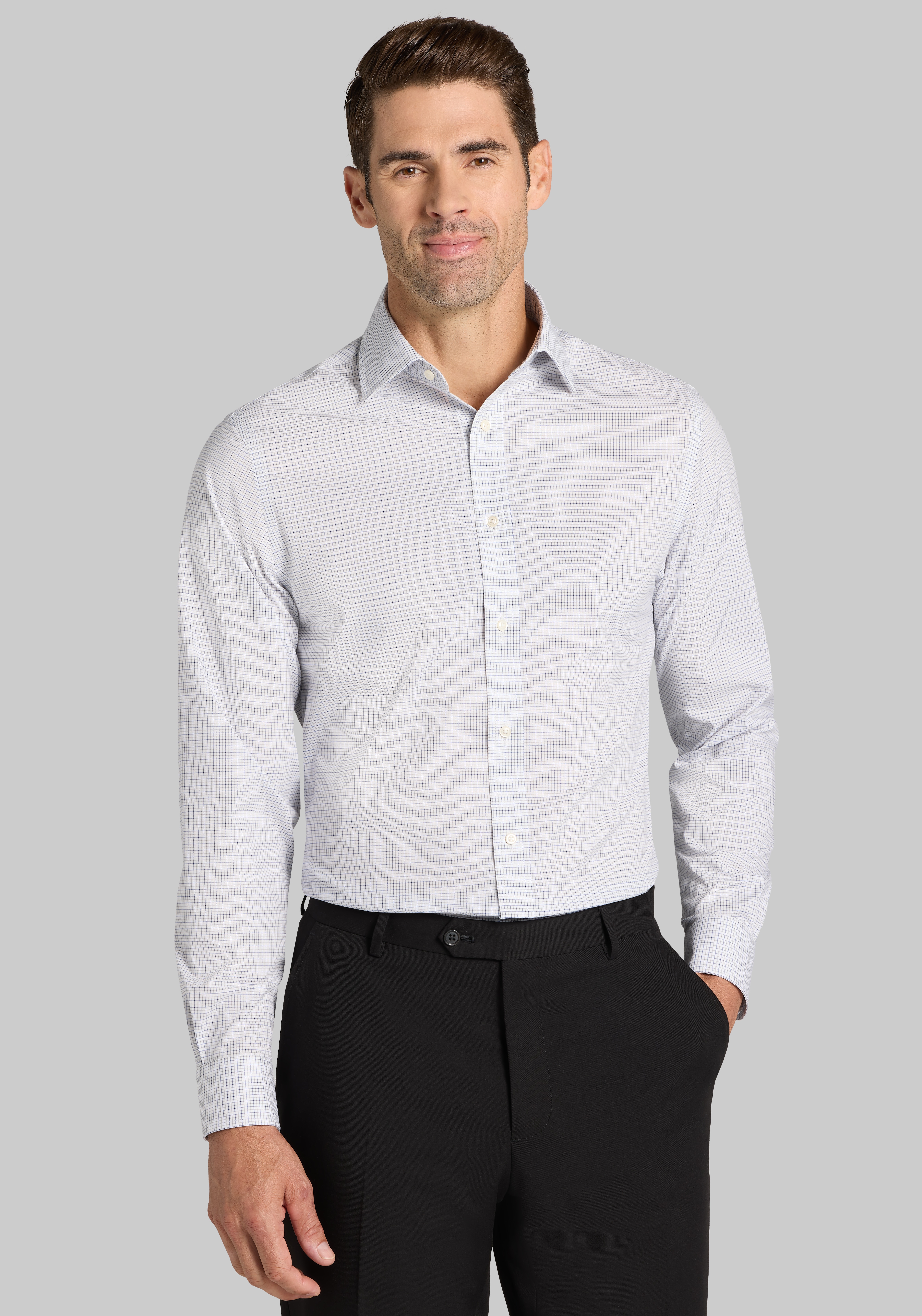 Men's New!, Jos. A. Bank Comfort Stretch Traditional Fit Mini Grid Dress Shirt - Jos A Bank