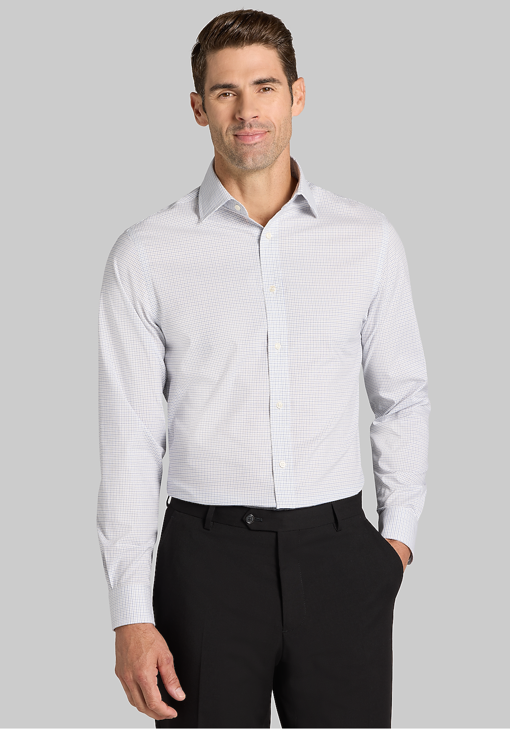 Jos. A. Bank Comfort Stretch Traditional Fit Mini Grid Dress Shirt