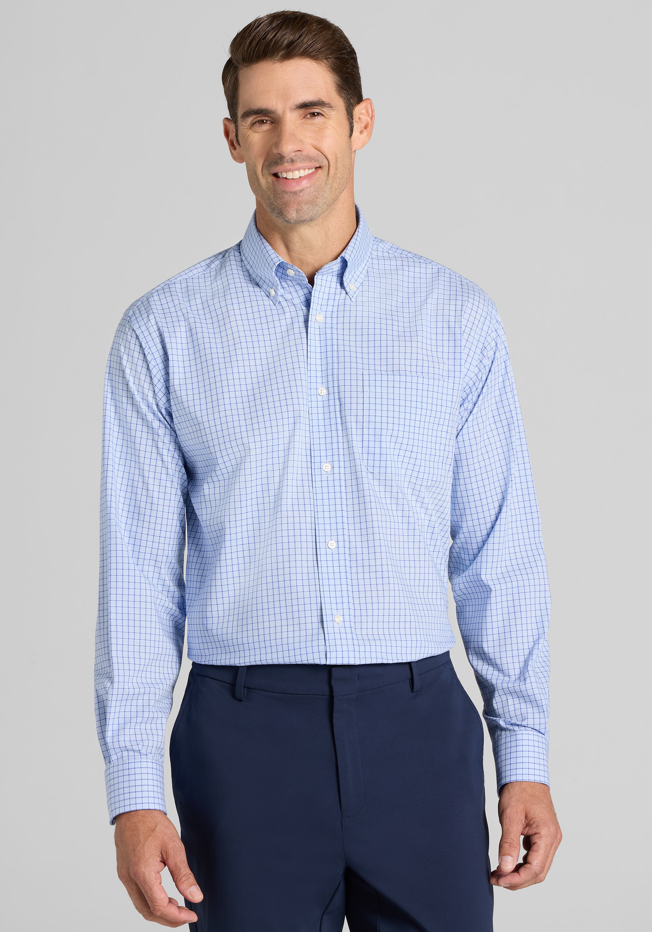 Men's FLYOUT_CATEGORY, Jos. A. Bank Traditional Fit Grid Dress Shirt - Big & Tall - Jos A Bank