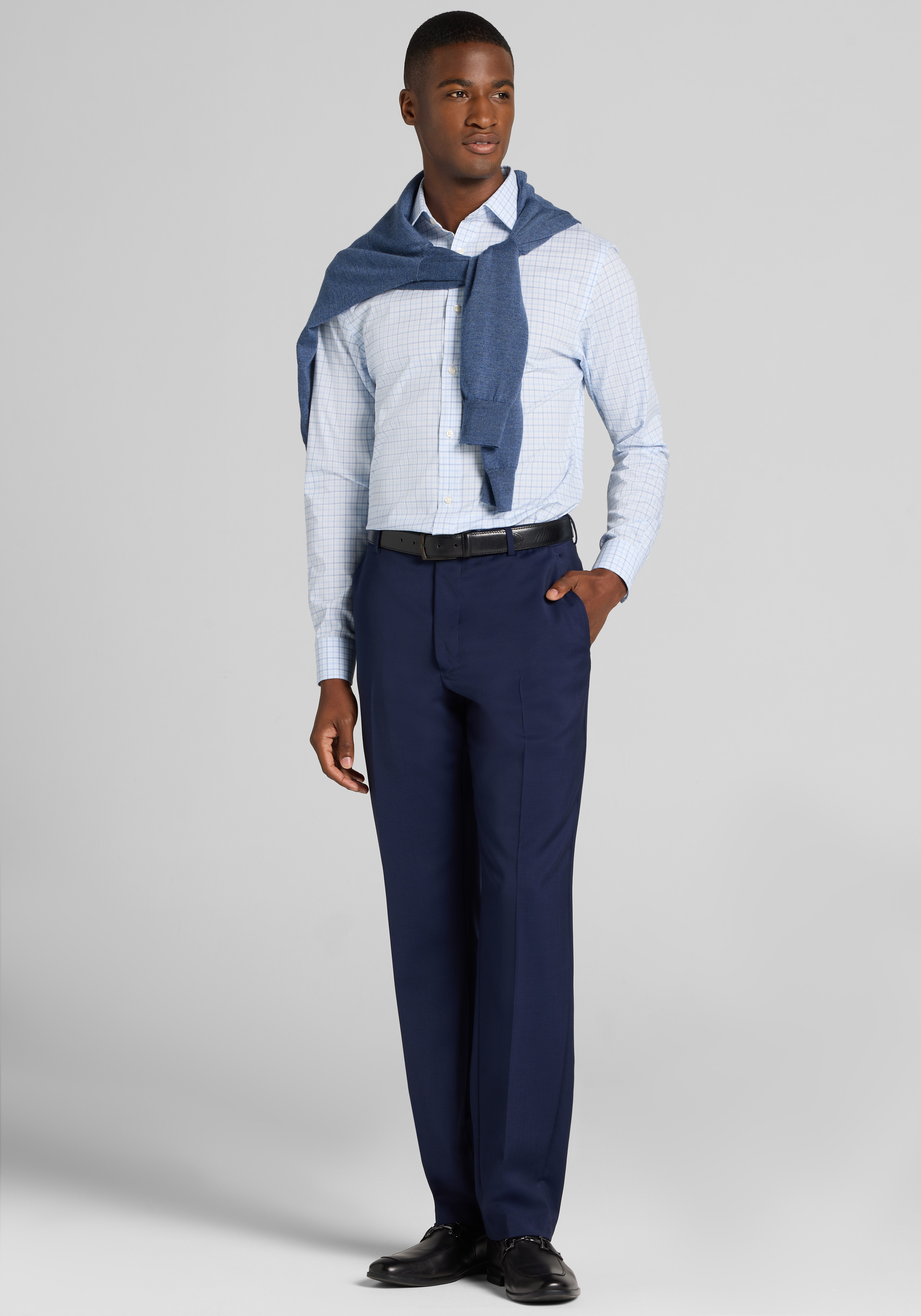 Jos. A. Bank Comfort Stretch Slim Fit Plaid Dress Shirt