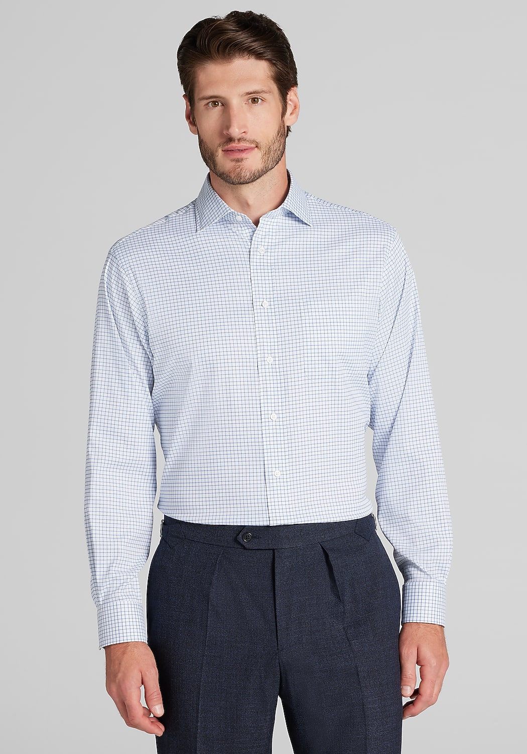 Traveler&reg; COOL<i>MOTION</i> Tailored Fit Grid Dress Shirt