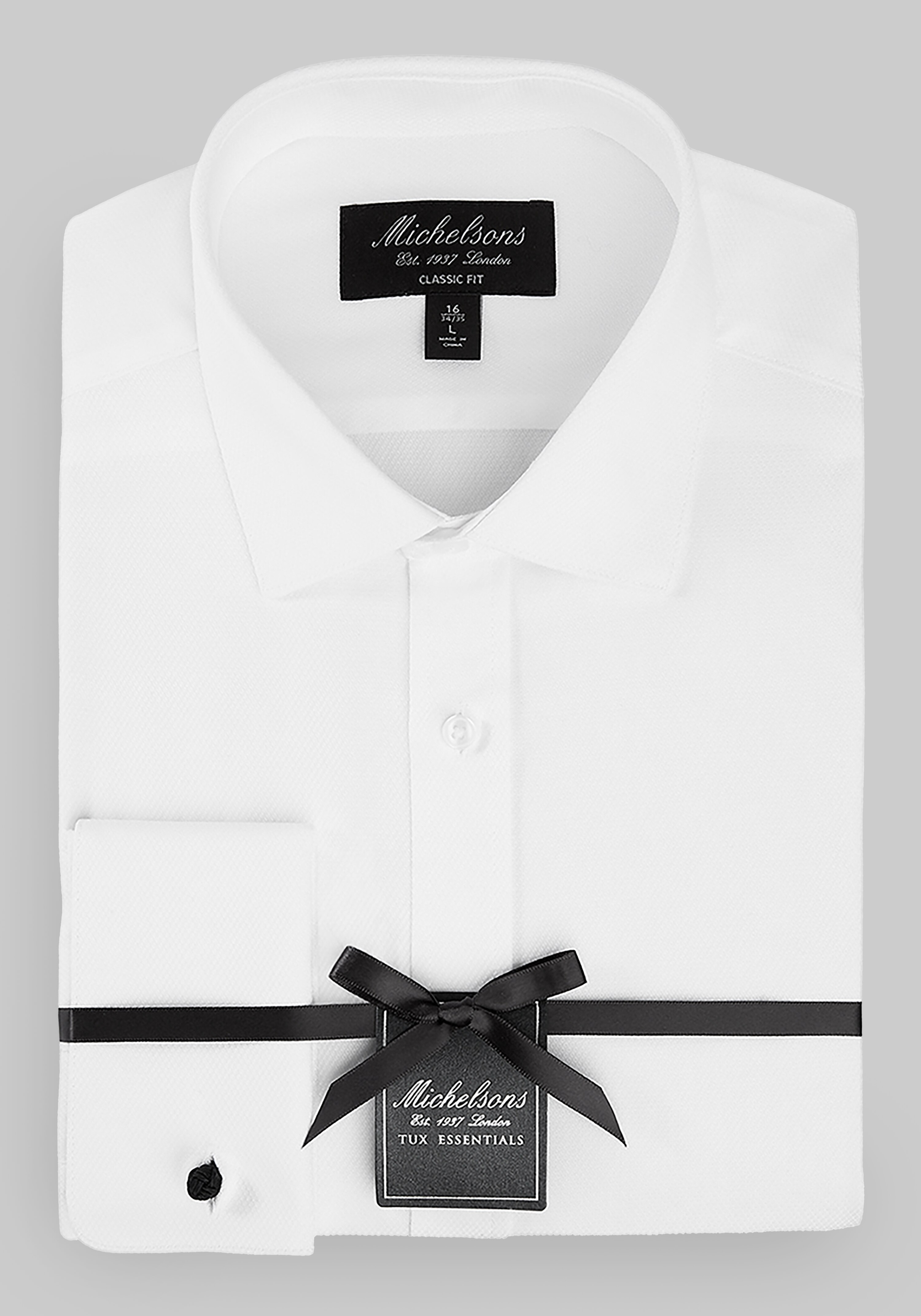 Michelsons of London Tailored Fit Pique Formal Dress Shirt