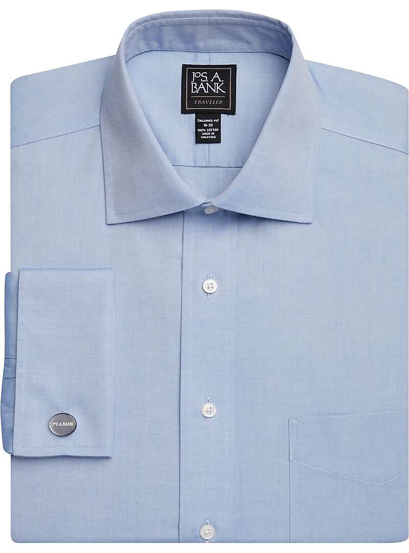 Traveler Collection Tailored Fit Spread Collar French Cuff Dress Shirt