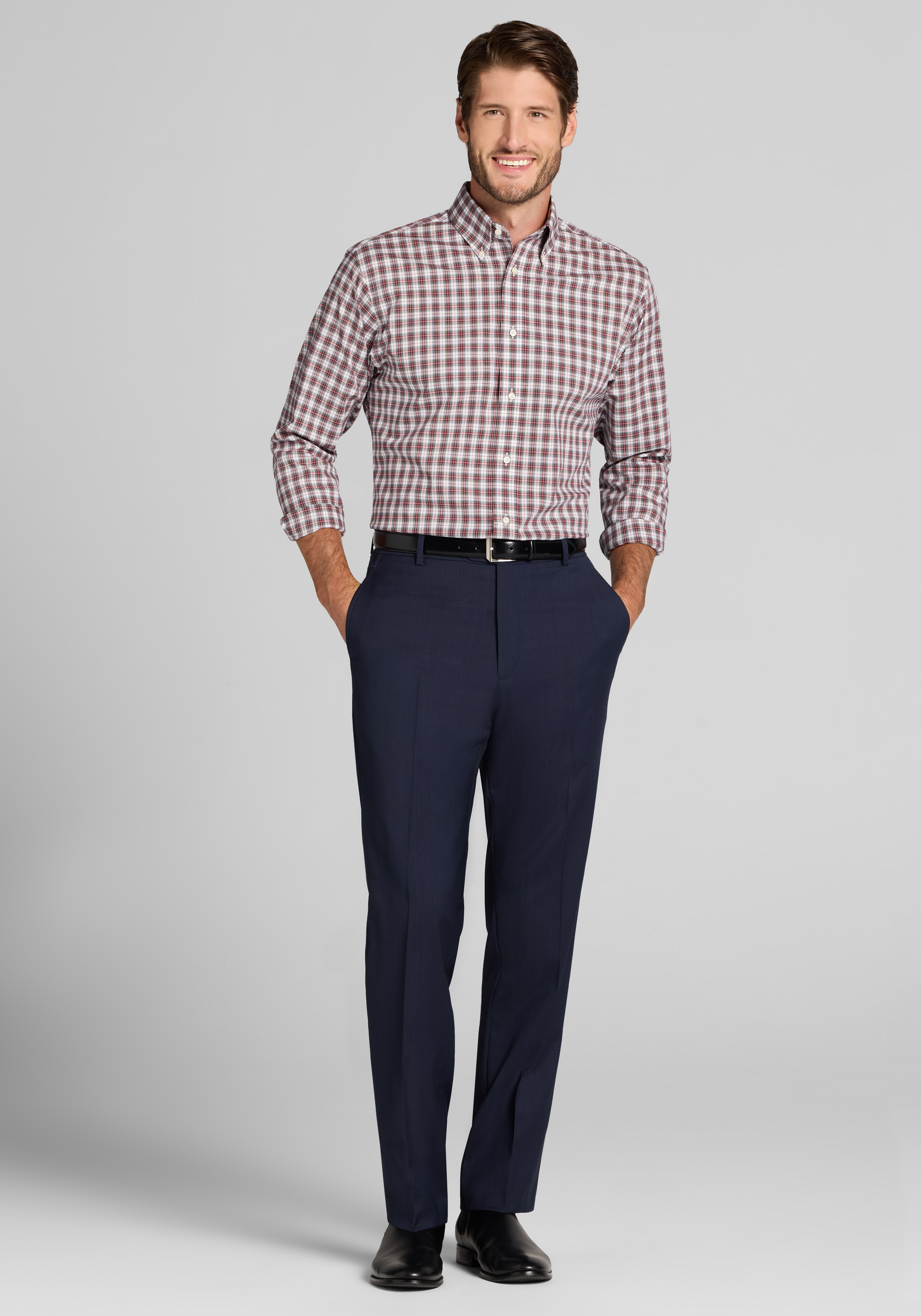 Jos. A. Bank Tailored Fit Plaid Dress Shirt