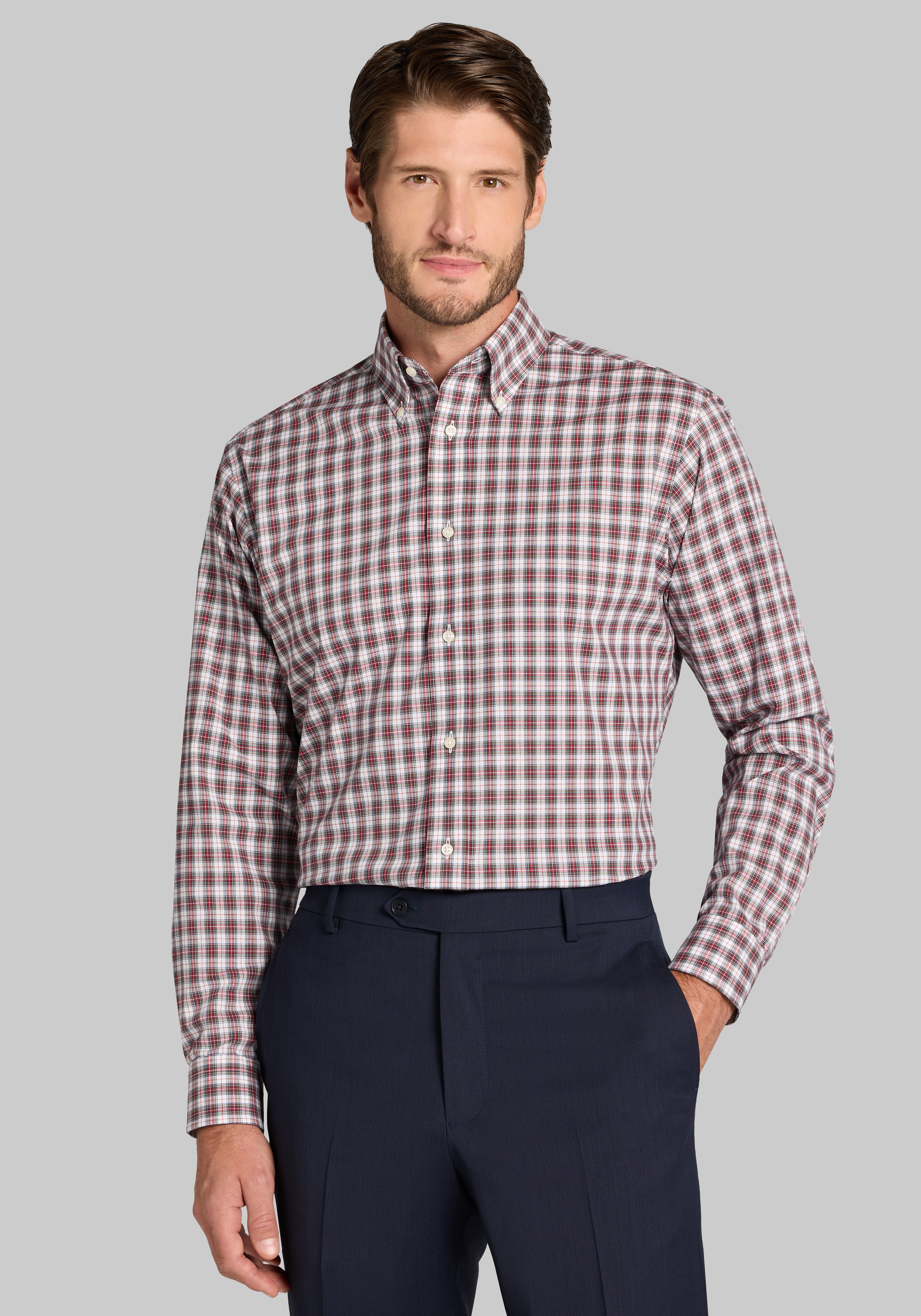 Men's New!, Jos. A. Bank Tailored Fit Plaid Dress Shirt - Jos A Bank