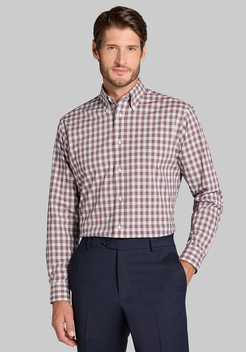 Jos. A. Bank Tailored Fit Plaid Dress Shirt