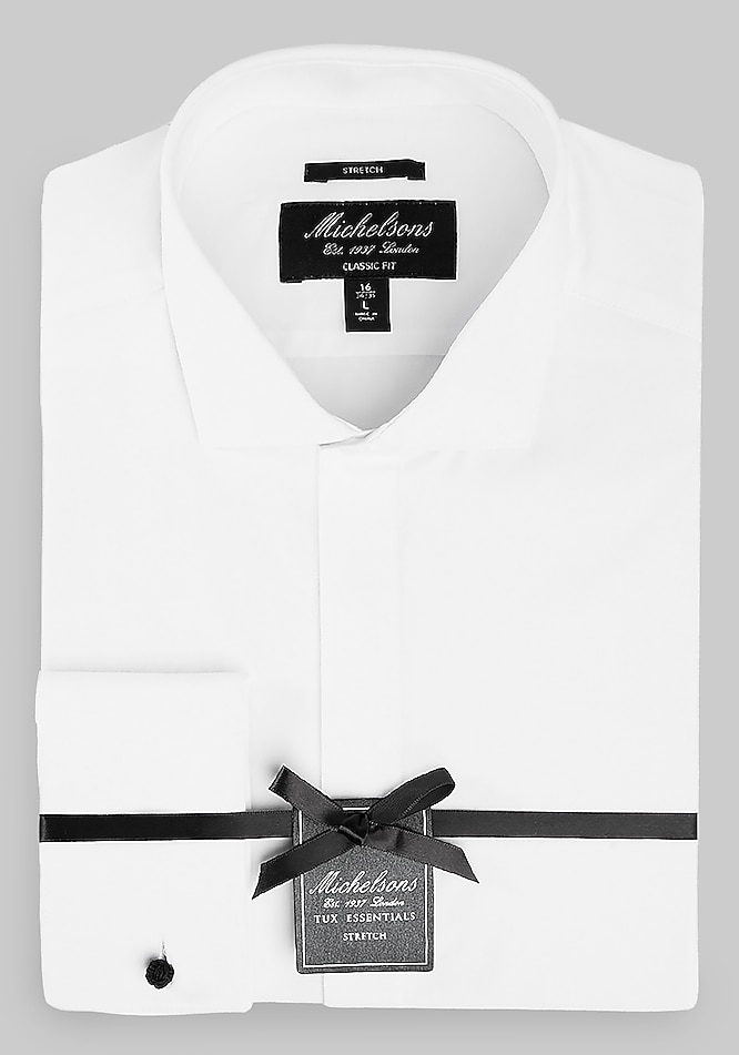 michelsons london dress shirt Michelsons of London Tailored Fit Covered Placket Formal Dress Shirt - Mens  Clothing Online Exclusives