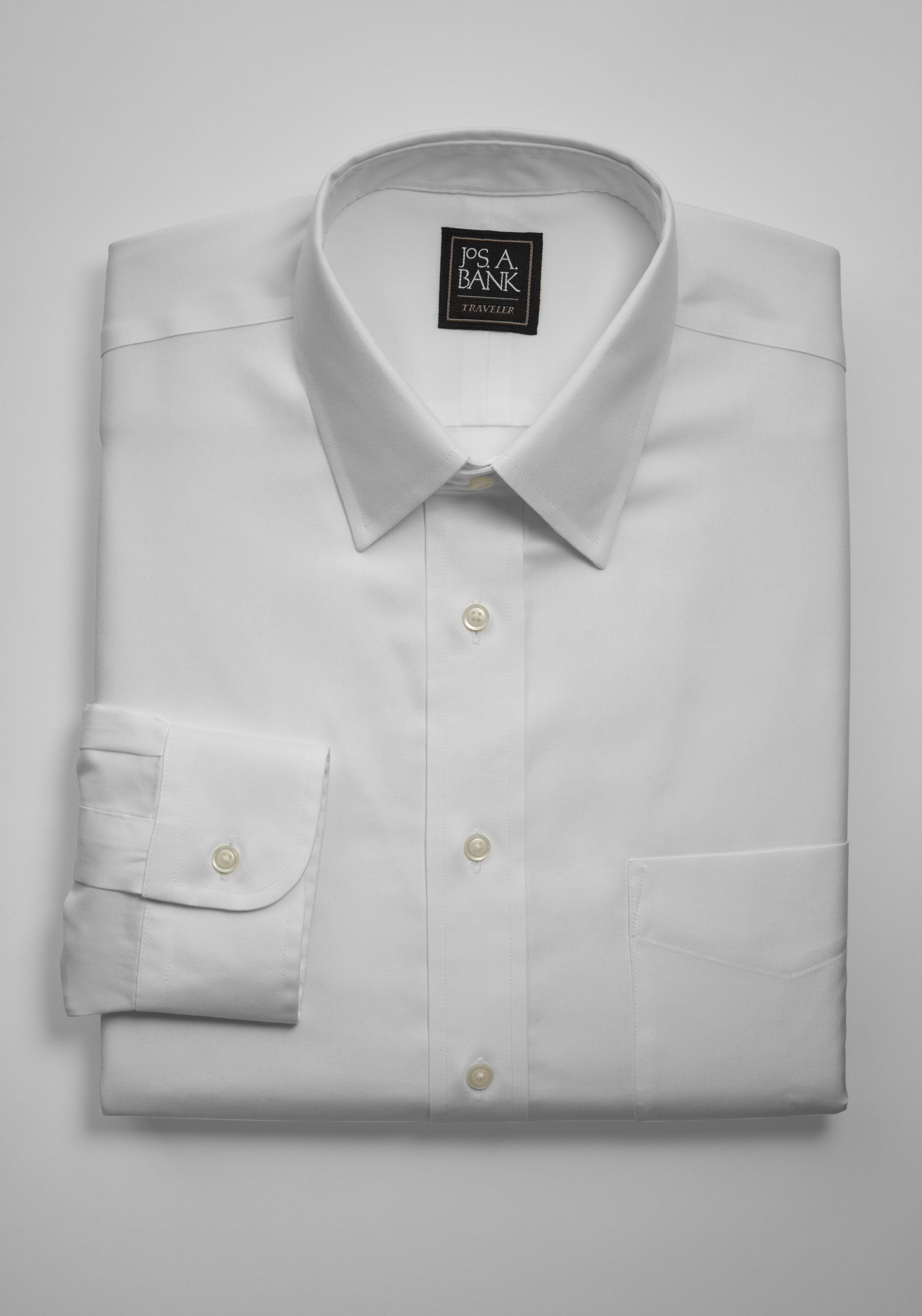 Traveler® Collection Tailored Fit Point Collar Solid Dress Shirt