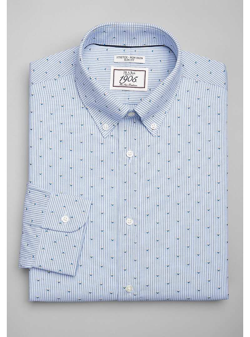 1905 Collection Slim Fit ButtonDown Collar Dot Stripe Dress Shirt