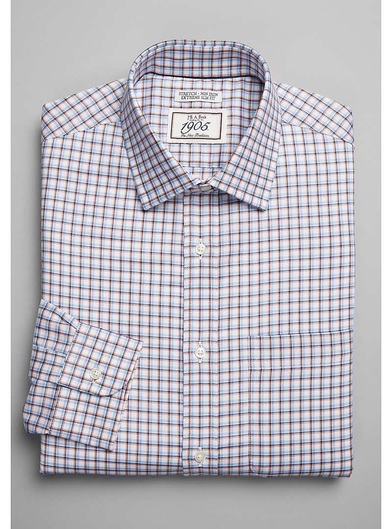 1905 Collection Extreme Slim Fit Spread Collar Shadow Check Dress Shirt CLEARANCE All