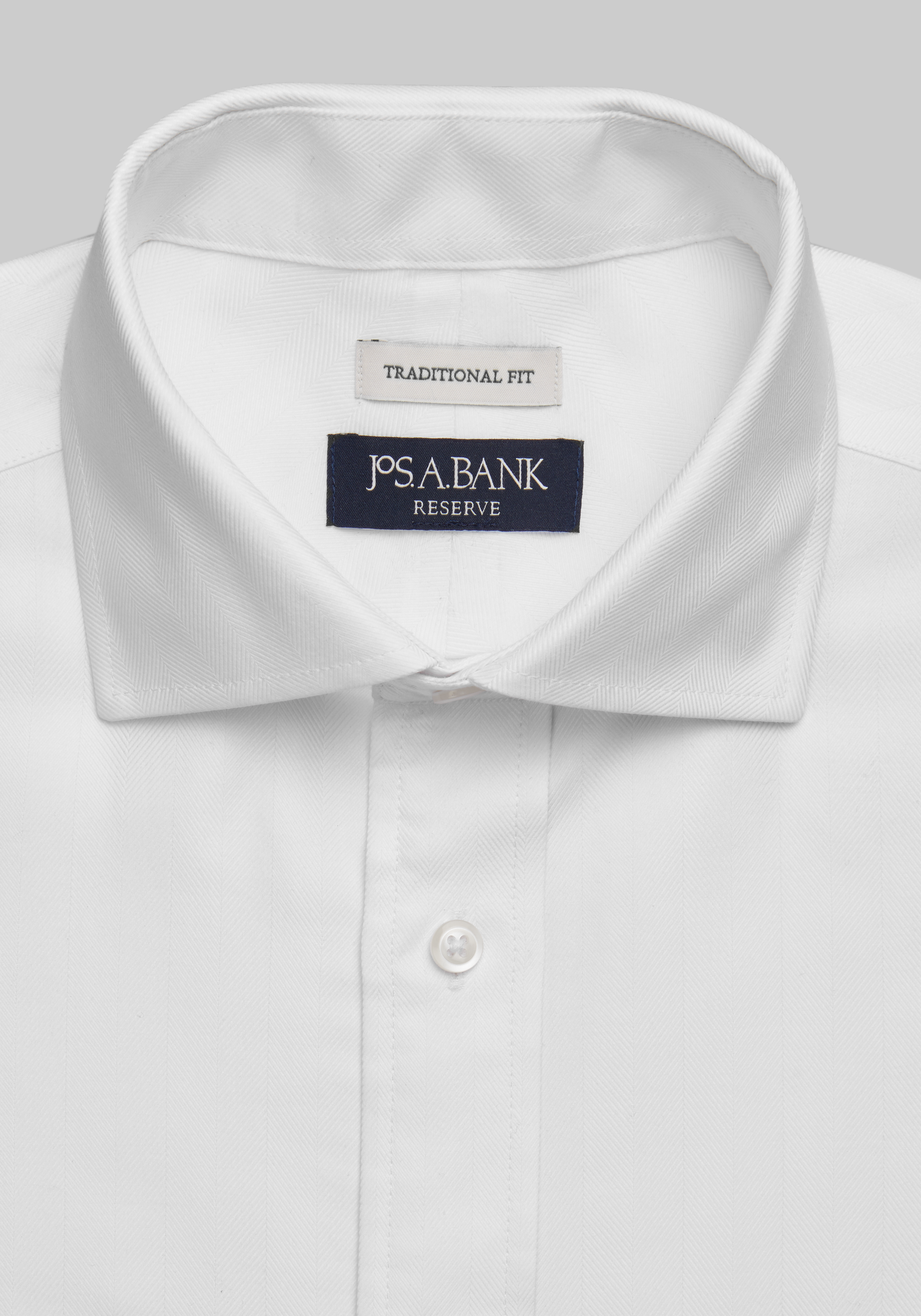 Reserve Collection Traditional Fit Spread Collar Herringbone Dress Shirt