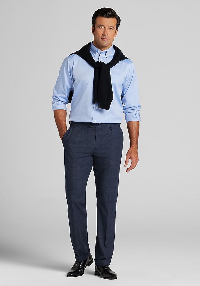 dark blue dress shirt with grey pants The Slate Blue Richmond Custom Dress Pant main image 0