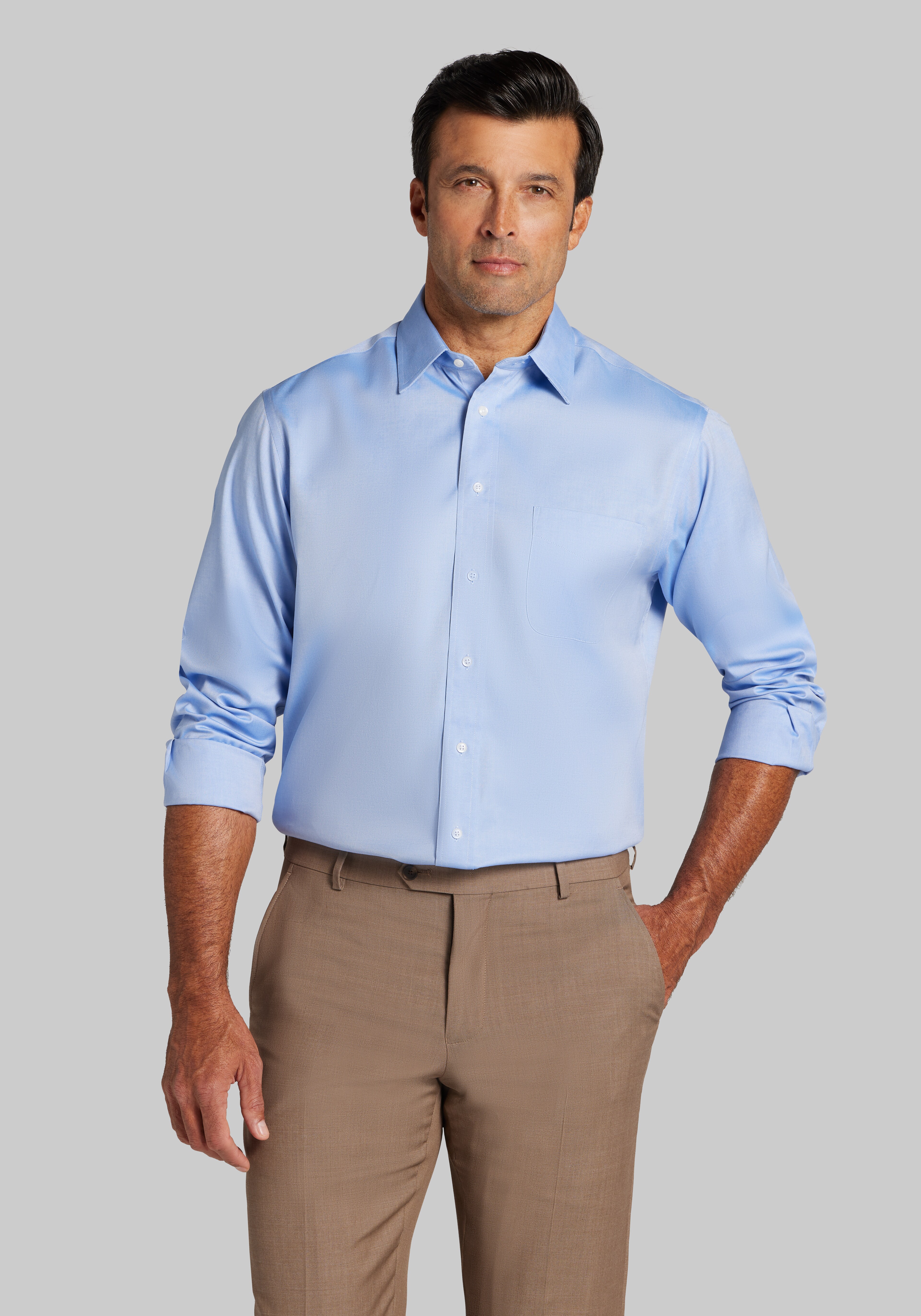 Traveler® Collection Tailored Fit Point Collar Dress Shirt