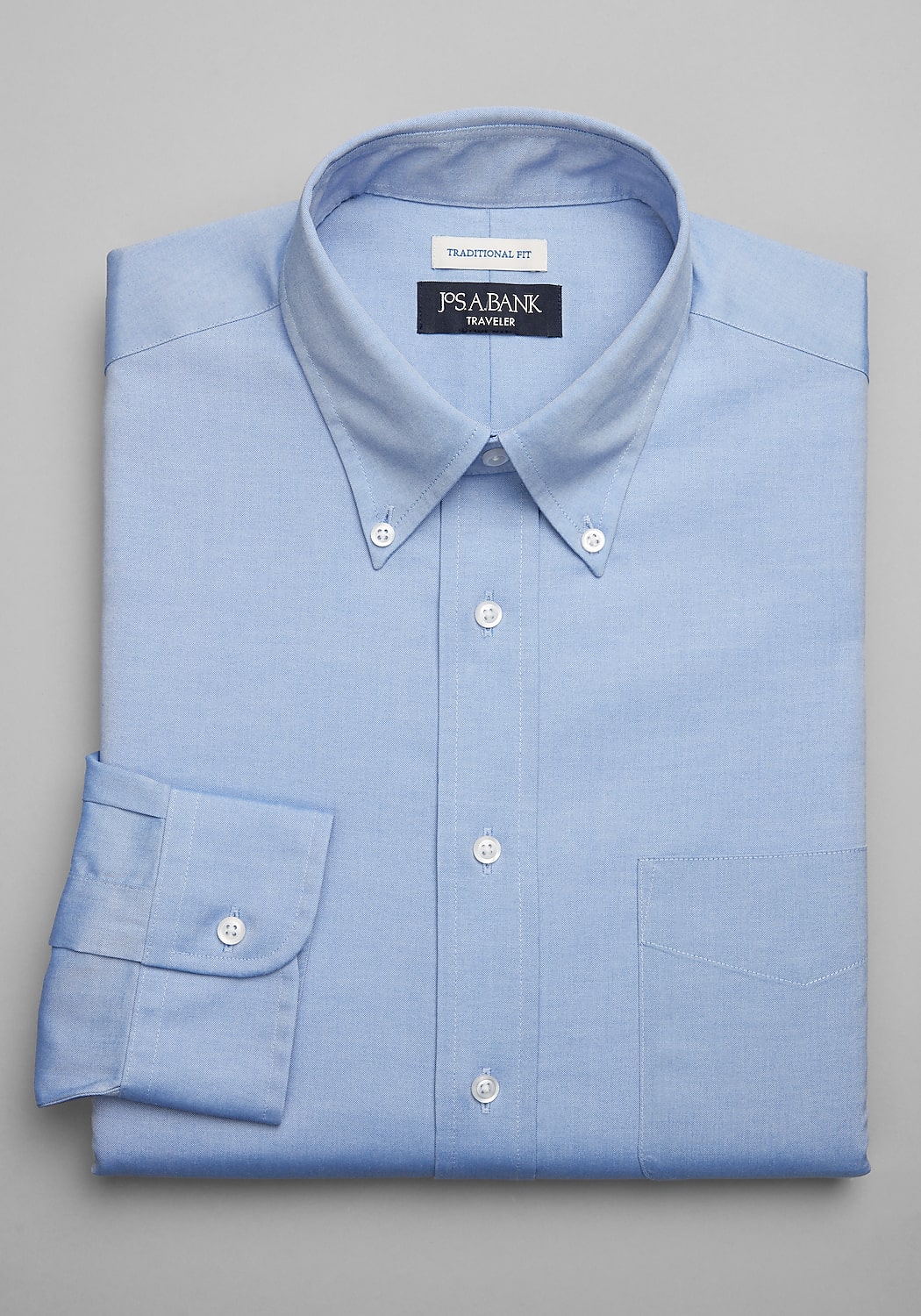Traveler Collection Traditional Fit Button-Down Collar Solid Dress Shirt