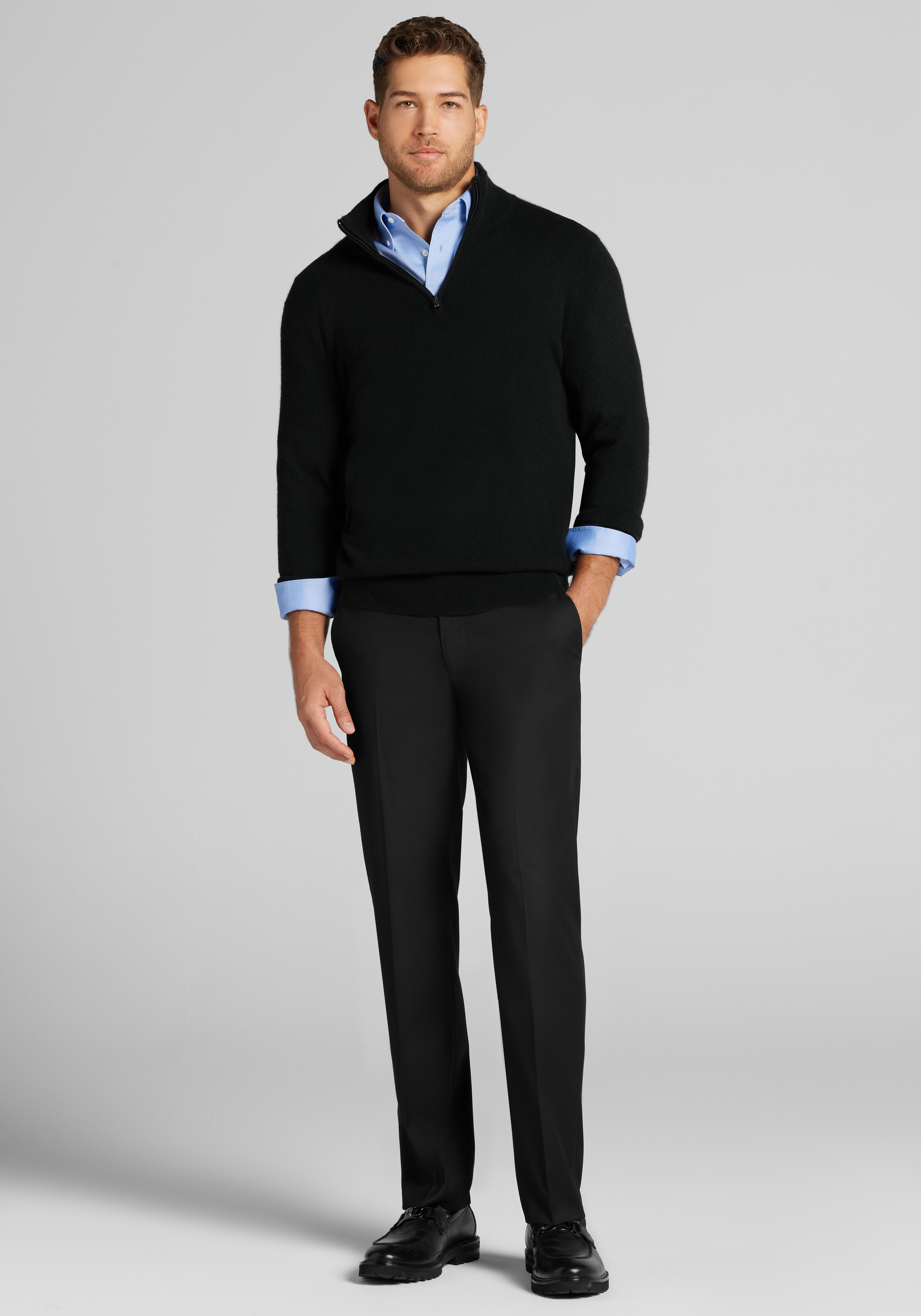 Traveler® Collection Traditional Fit Button-Down Collar Solid Dress Shirt