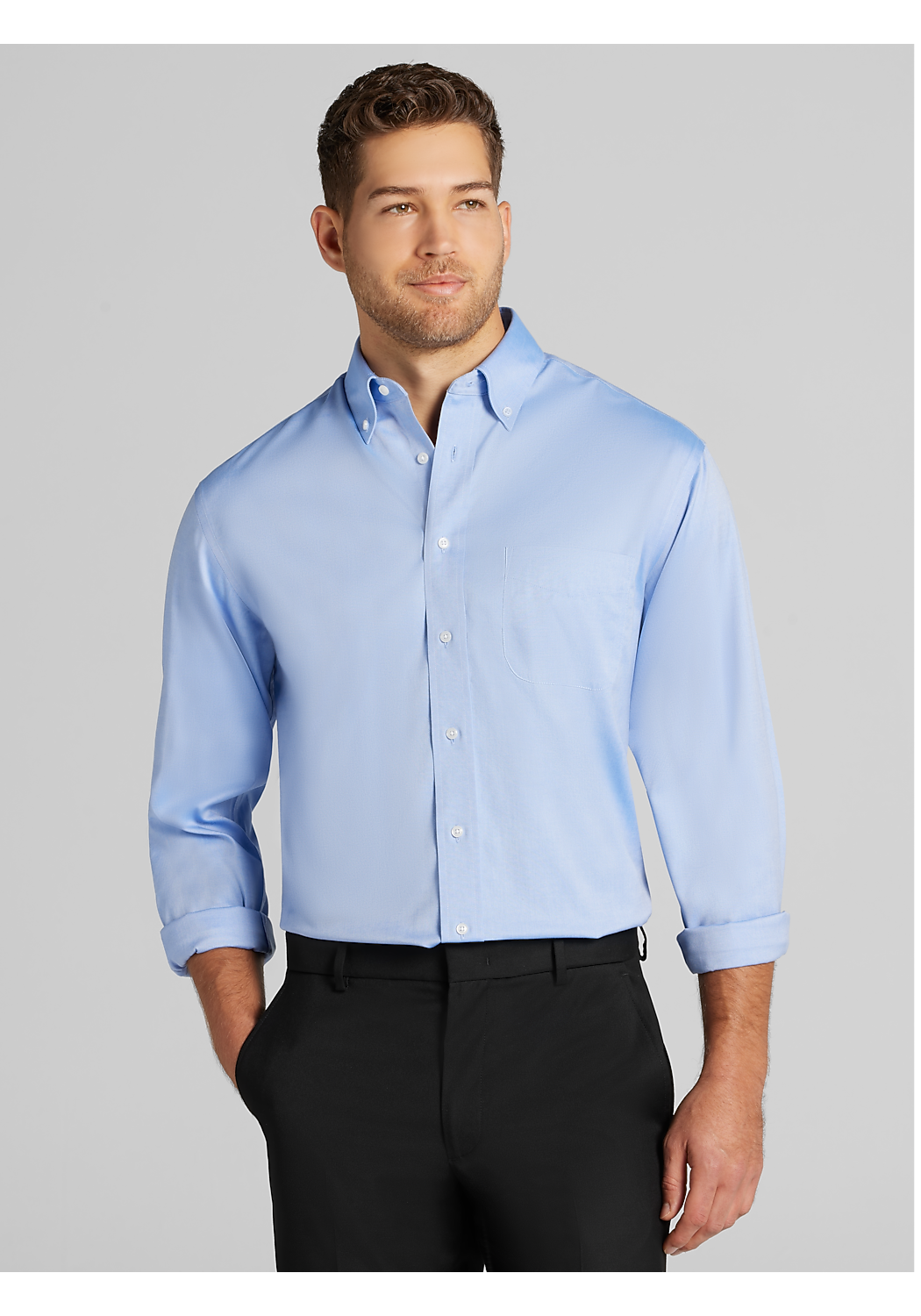 Traveler&reg; Collection Traditional Fit Button-Down Collar Solid Dress Shirt