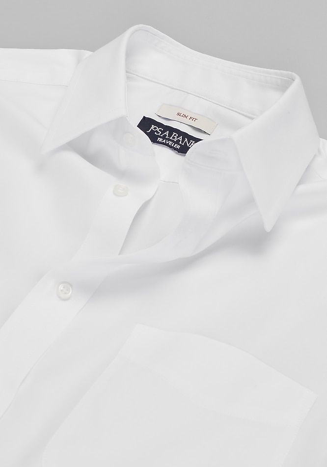 Traveler Collection Slim Fit Point Collar Solid Dress Shirt - Missionary  Package | Jos A Bank
