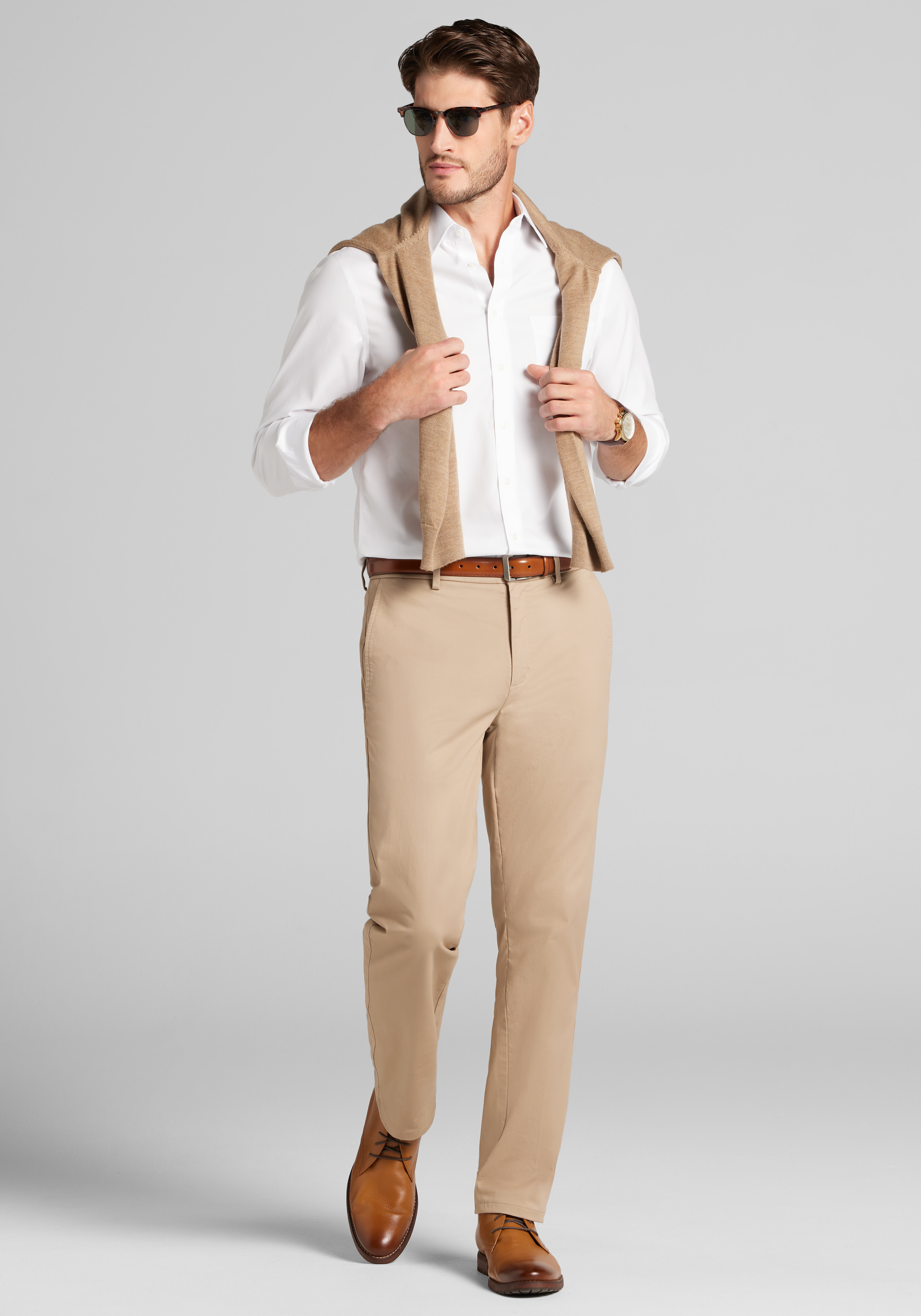 Traveler? Collection Slim Fit Point Collar Solid Dress Shirt