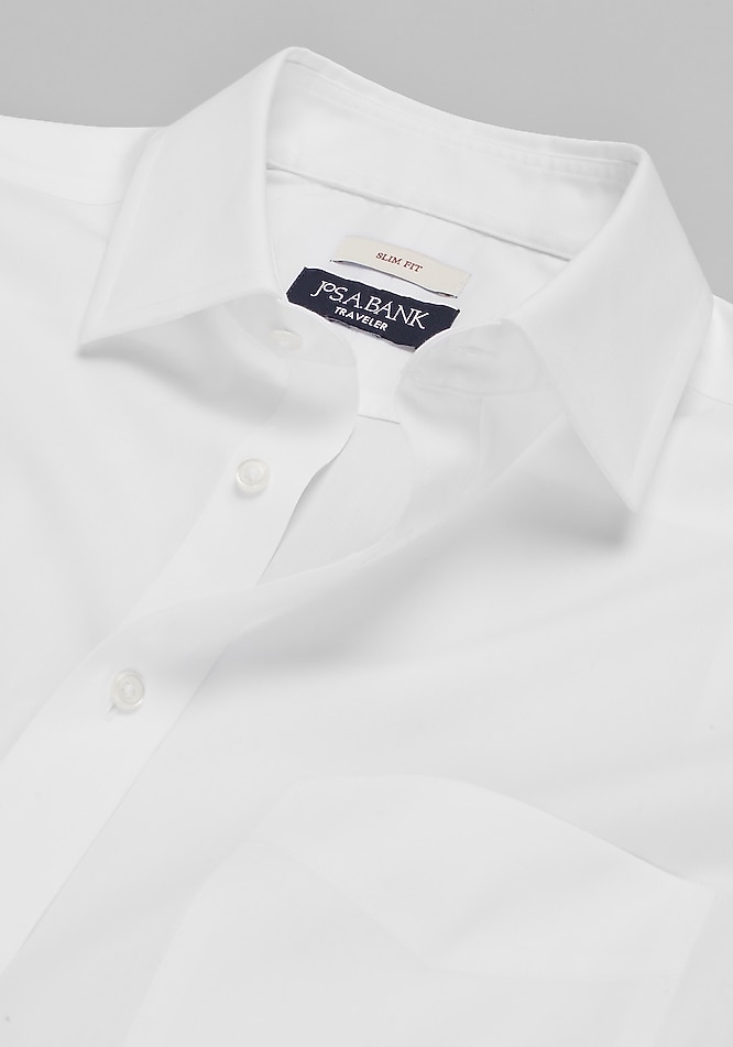 Traveler Collection Slim Fit Spread Collar Solid Dress Shirt - Gifts for  Dad | Jos A Bank