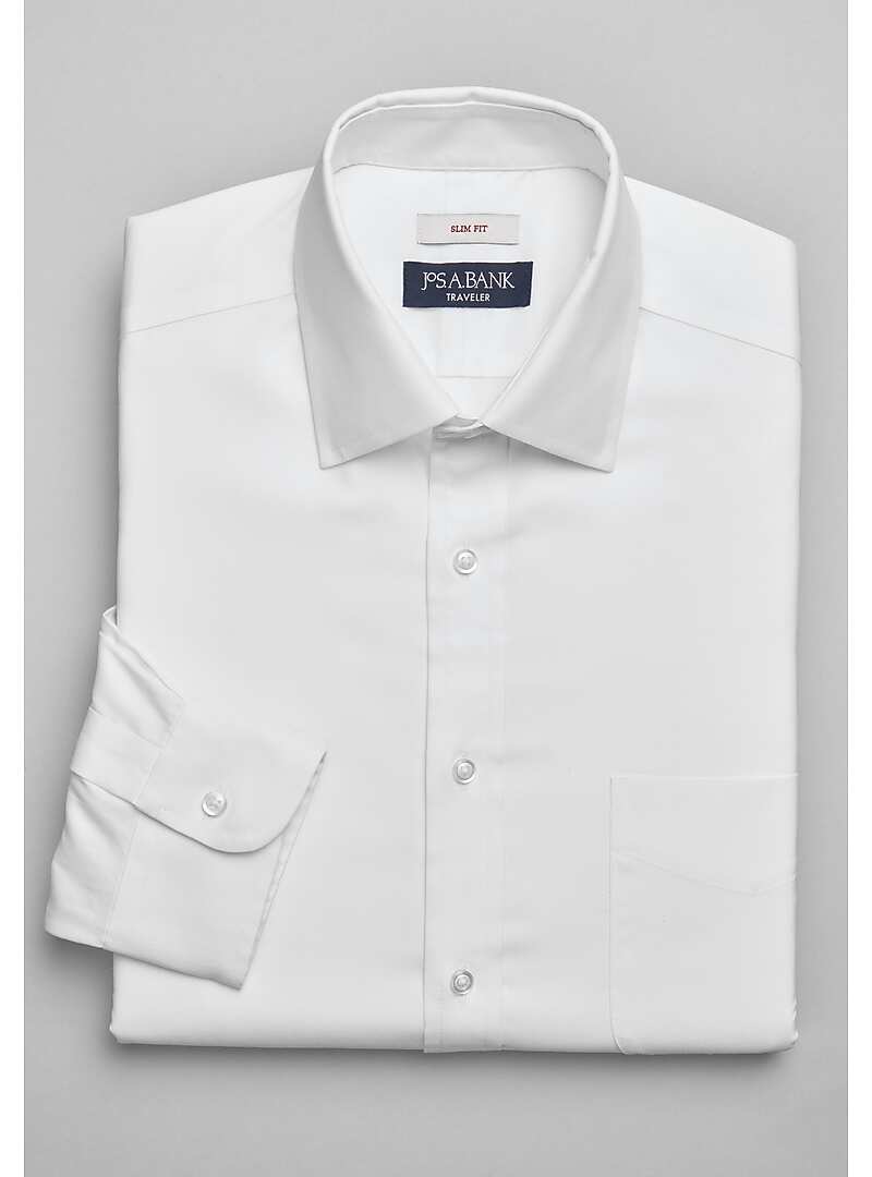 Traveler Collection Slim Fit Spread Collar Solid Dress Shirt - Traveler ...