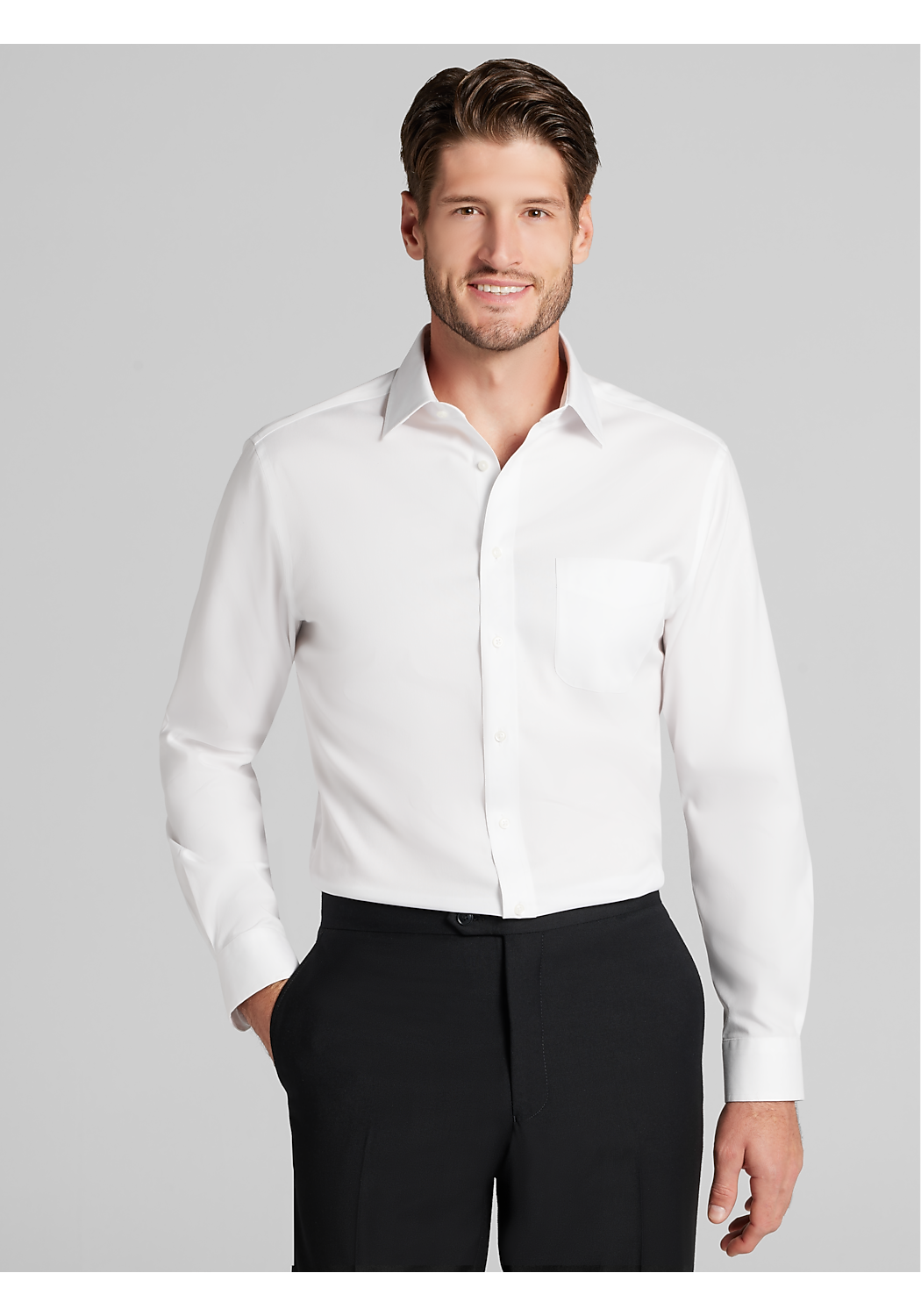 Traveler Collection Slim Fit Spread Collar Solid Dress Shirt