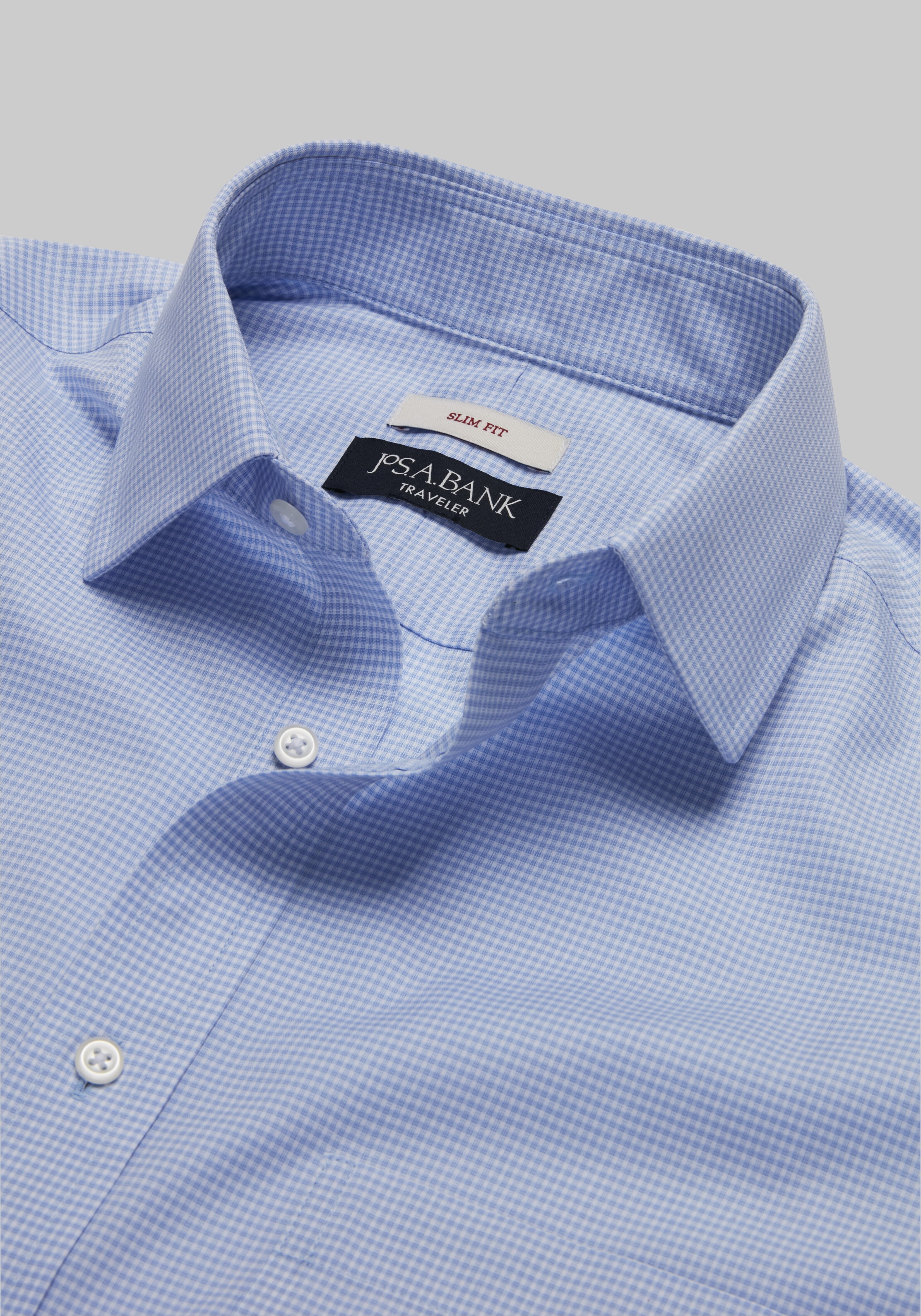 Traveler® Collection Slim Fit Spread Collar Gingham Dress Shirt