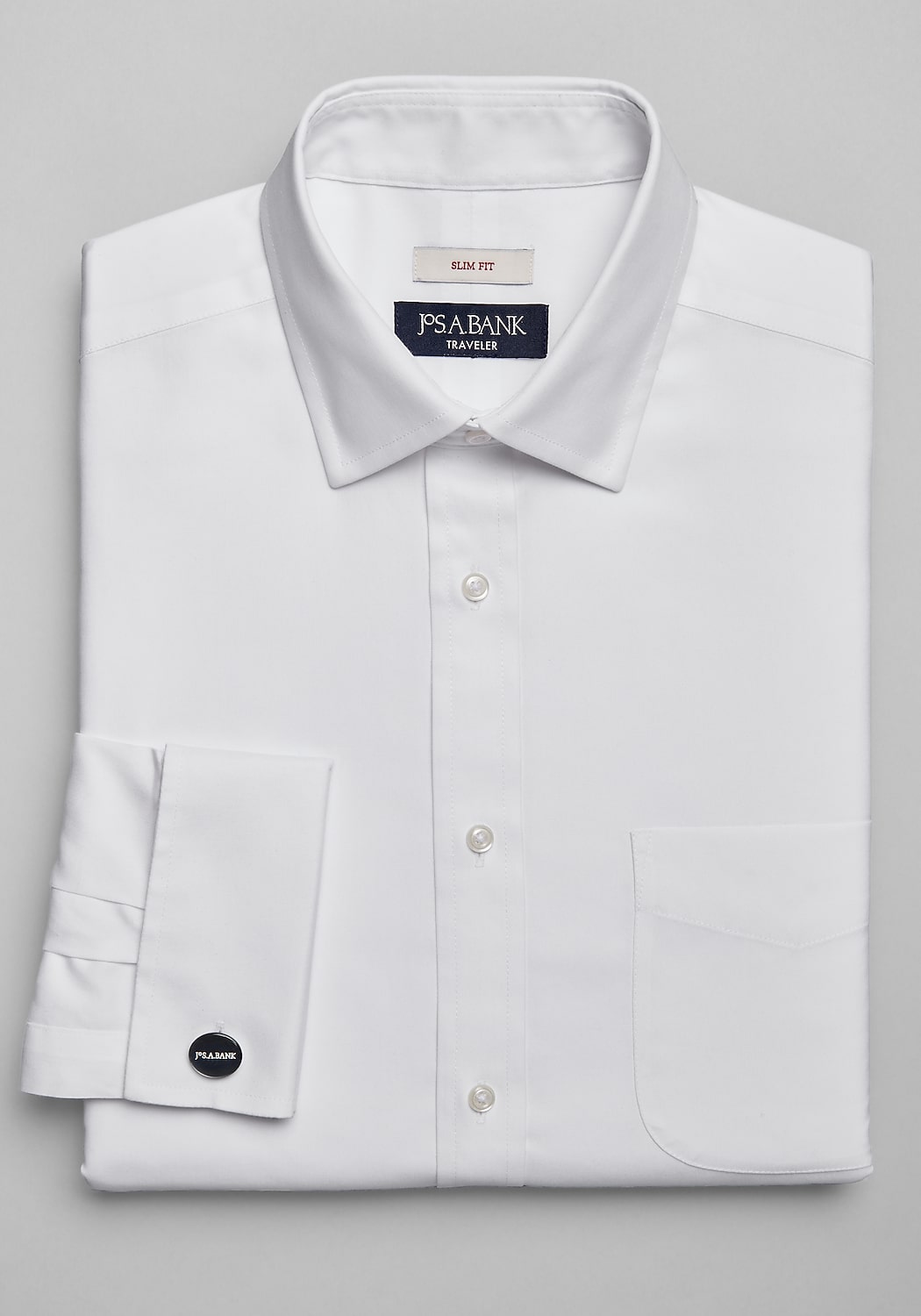 Traveler Collection Slim Fit Spread Collar French Cuff Solid Dress Shirt