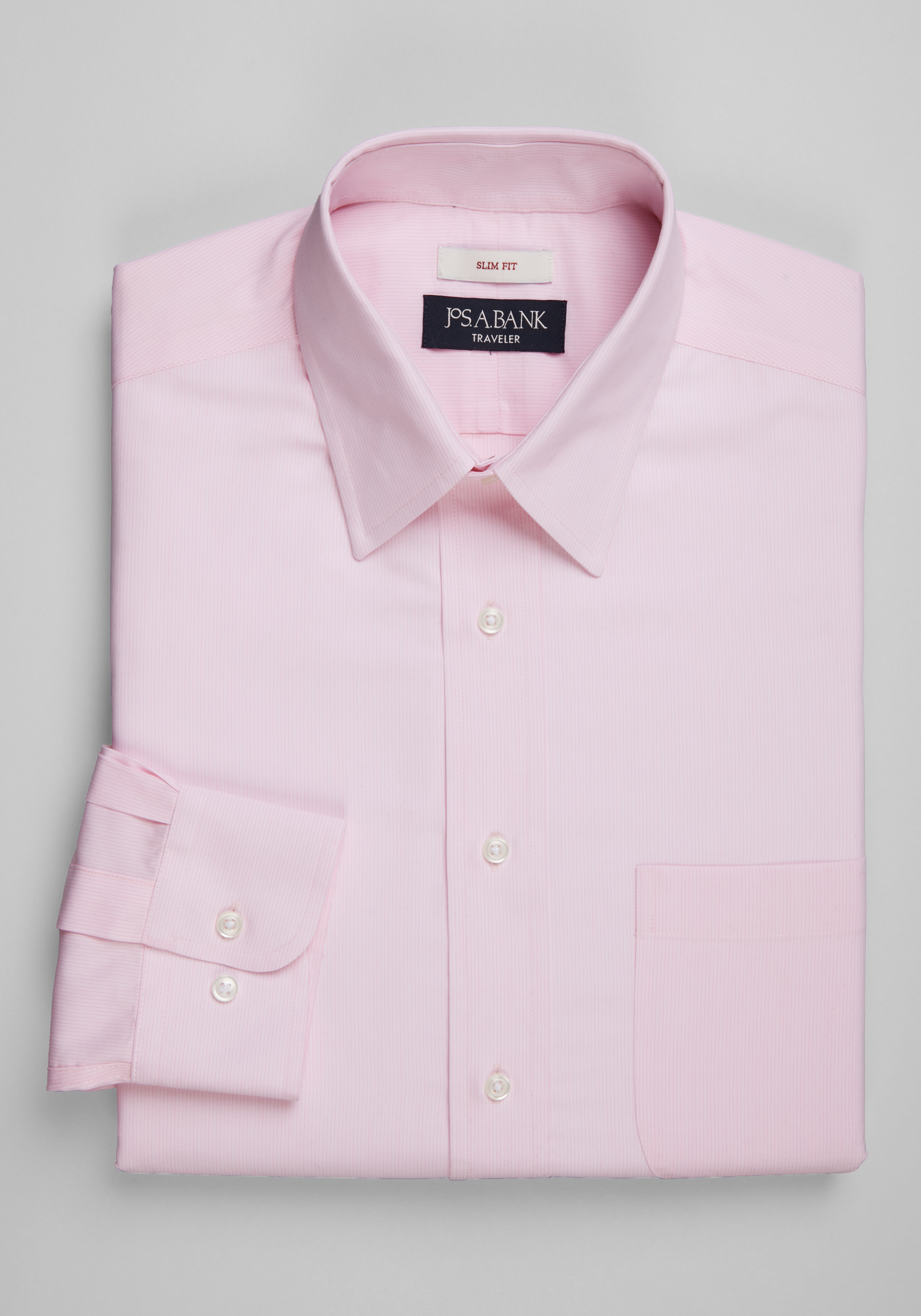 Pink Thomas Pink Slim Casual Light Pink L/S Button Up Dress Shirt - Men's  3XL