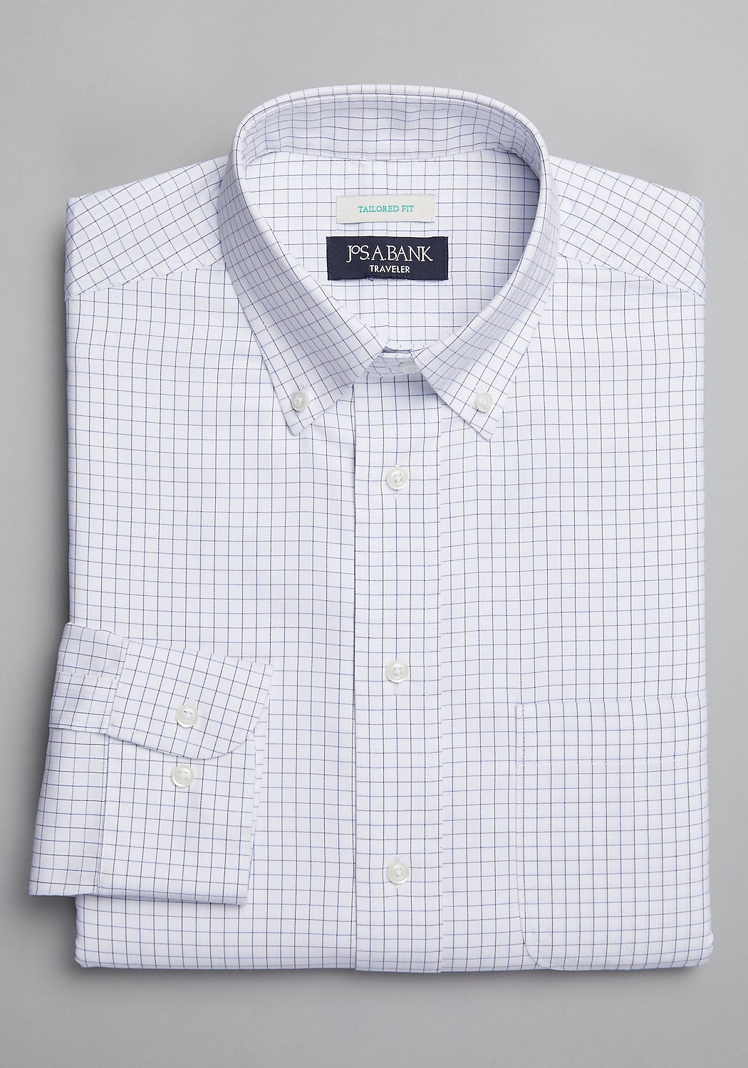 Traveler Collection Tailored Fit Button-Down Collar Grid Dress Shirt CLEARANCE