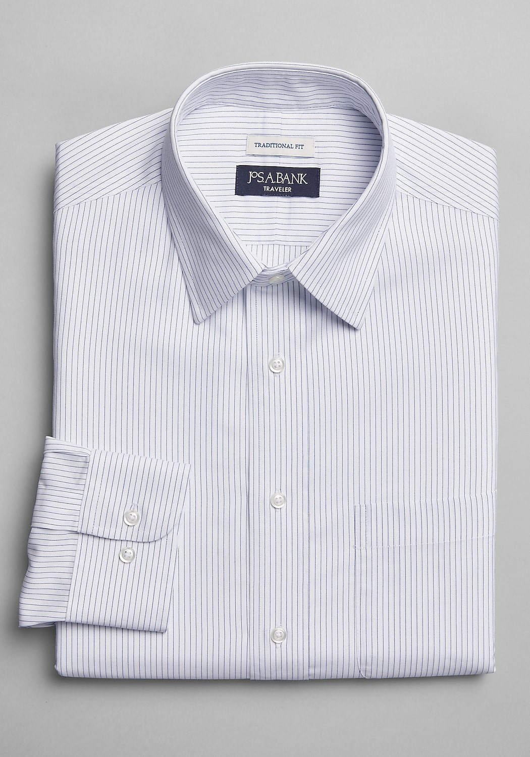 Traveler Collection Traditional Fit Point Collar Stripe Dress Shirt CLEARANCE