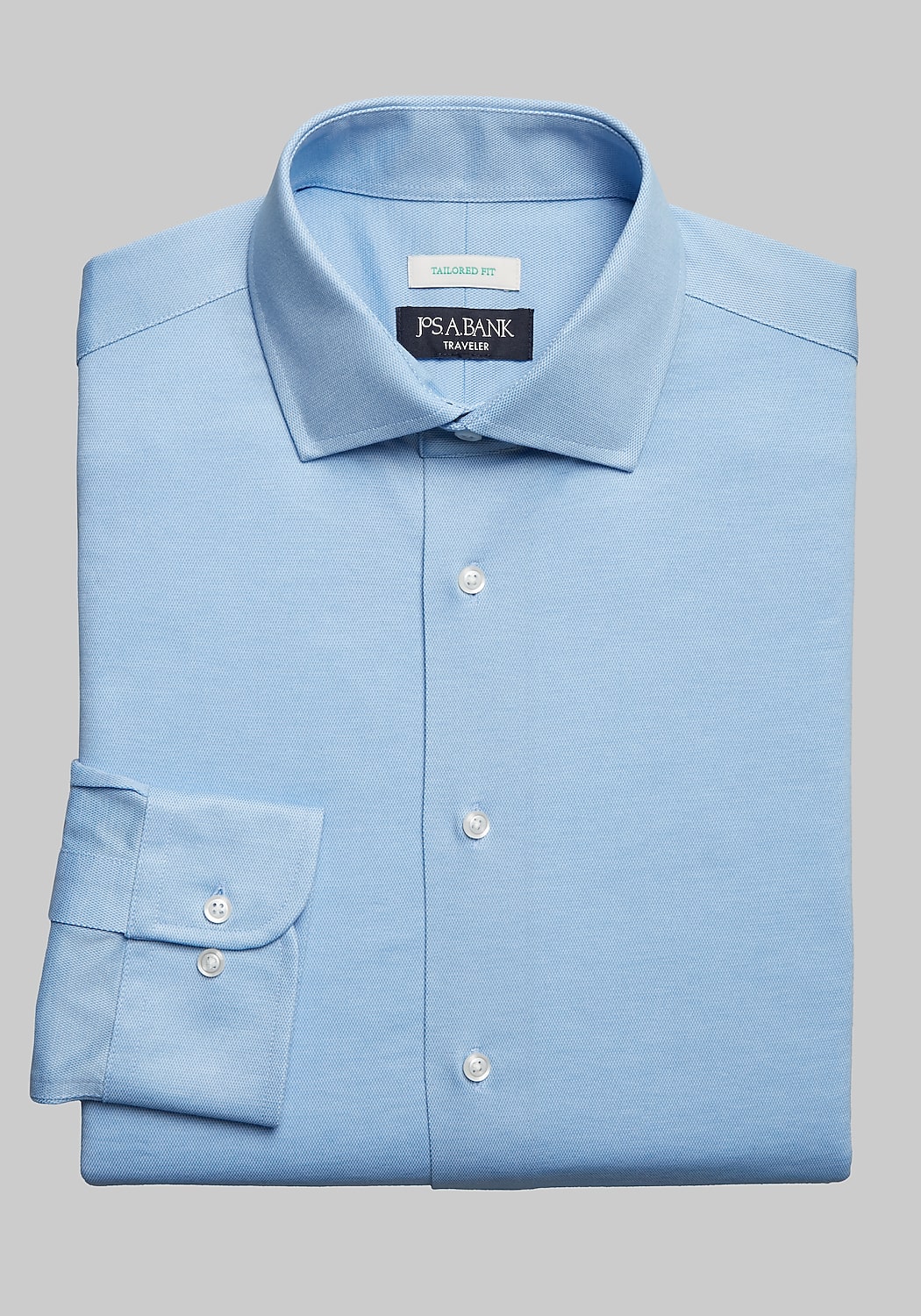 Traveler&reg; COOL<i>MOTION</i> Tailored Fit Spread Collar Knit Solid Dress Shirt