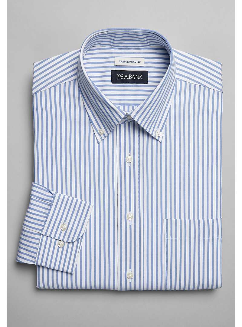 Jos. A. Bank Traditional Fit Button-Down Collar Stripe Dress Shirt ...