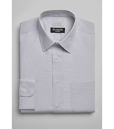 Tailored Fit Micro Stripe White Non Iron Men's Dress Shirt