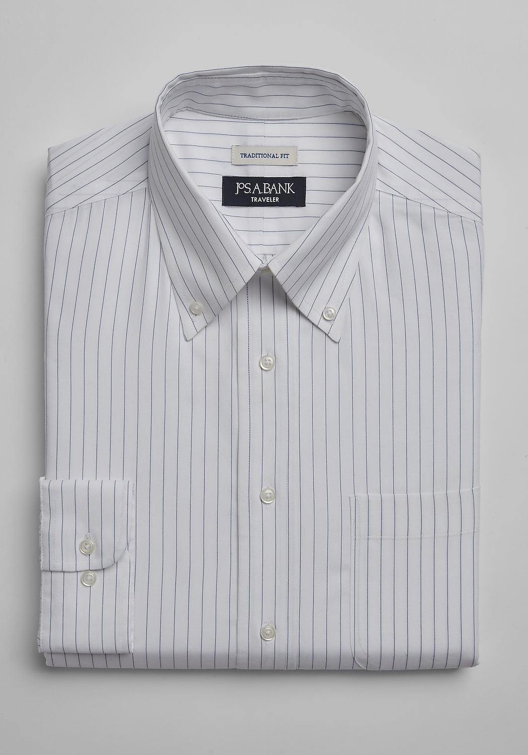 Traveler Collection Traditional Fit Button-Down Collar Stripe Dress Shirt CLEARANCE
