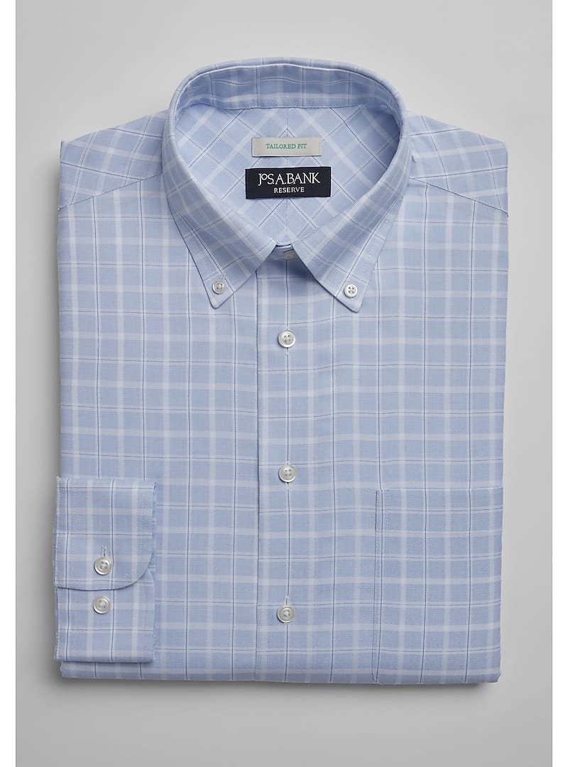 Reserve Collection Tailored Fit Plaid Dress Shirt - Big & Tall - New ...