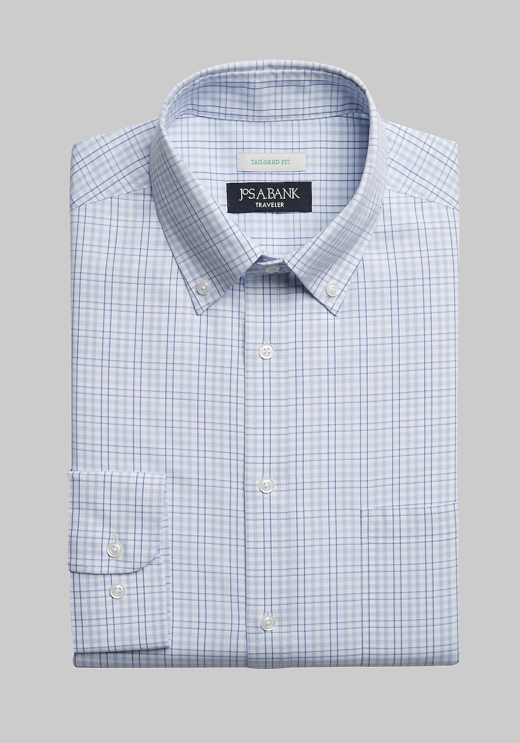 Traveler Collection Tailored Fit Button-down Collar Plaid Dress Shirt CLEARANCE
