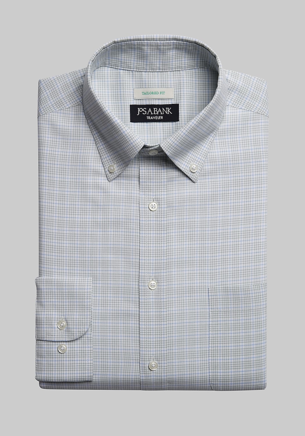 Traveler Collection Tailored Fit Button-down Collar Mini Grid Dress Shirt CLEARANCE