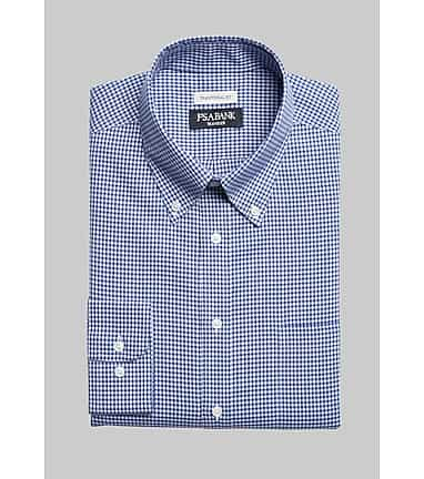 Traveler Collection Traditional Fit Button Down Collar Mini Check Dress Shirt Big Tall CLEARANCE