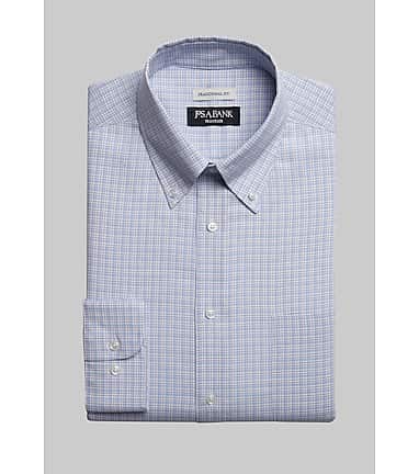 Traveler Collection Traditional Fit Button-Down Collar Mini Plaid Dress  Shirt
