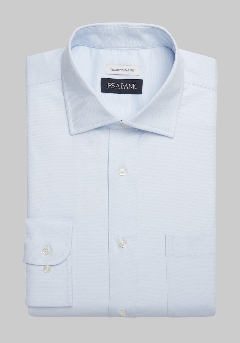 JoS. A. Bank Big & Tall Men's Traditional Fit Spread Collar Dress Shirt , Light Blue, 18 34/35