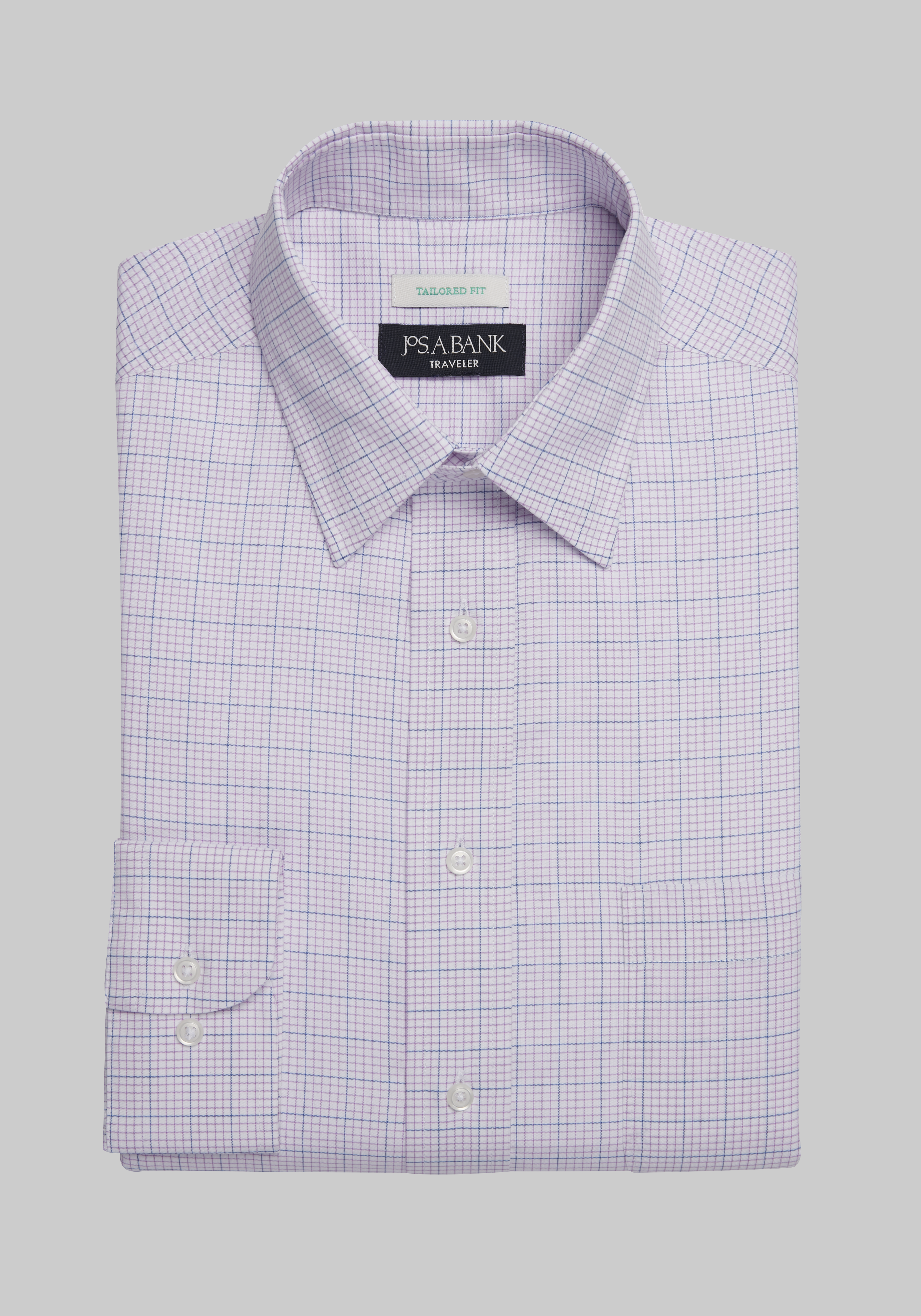 Traveler Collection Tailored Fit Point Collar Grid Dress Shirt CLEARANCE