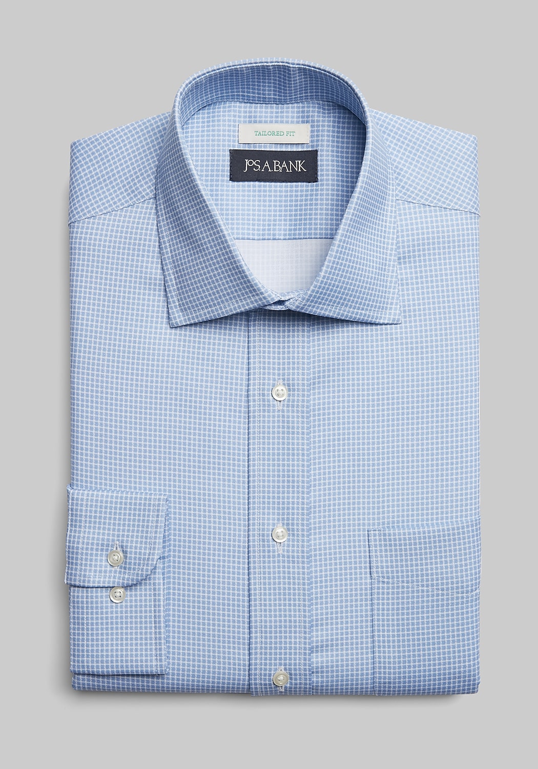 Jos. A. Bank Tailored Fit Check Spread Collar Print Dress Shirt CLEARANCE