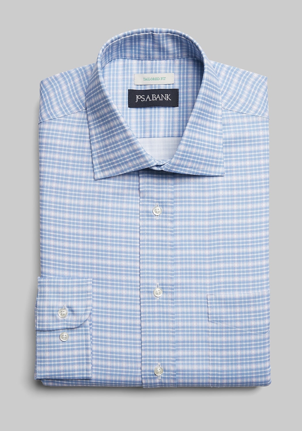 Jos. A. Bank Tailored Fit Spread Collar Large Plaid Print Dress Shirt CLEARANCE