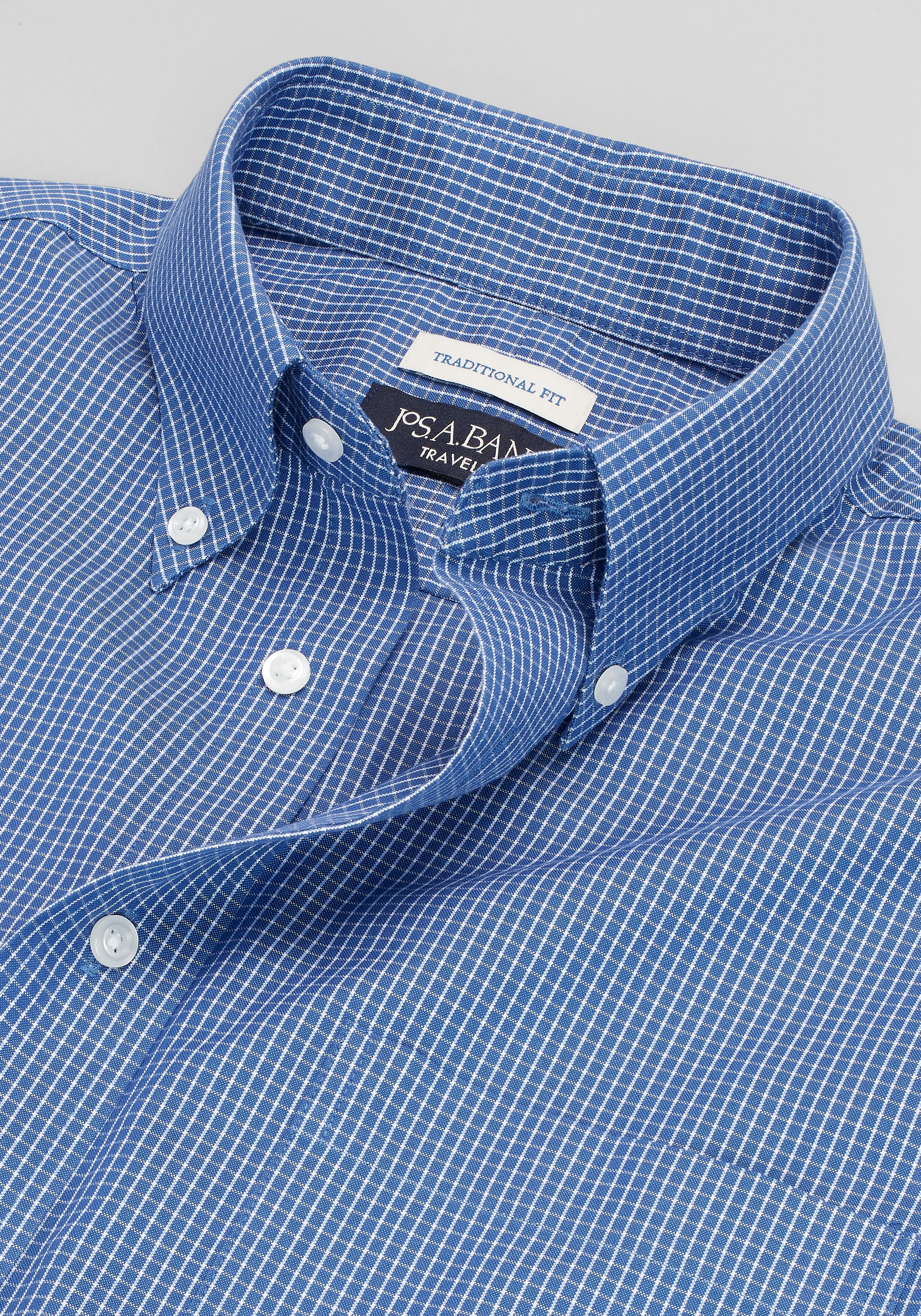 Traveler® Collection Traditional Fit Button-Down Collar Mini Check Dress Shirt