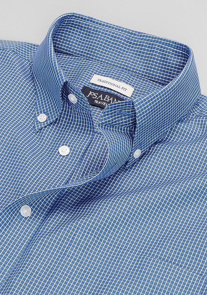 Traveler® Collection Traditional Fit Button-Down Collar Mini Check