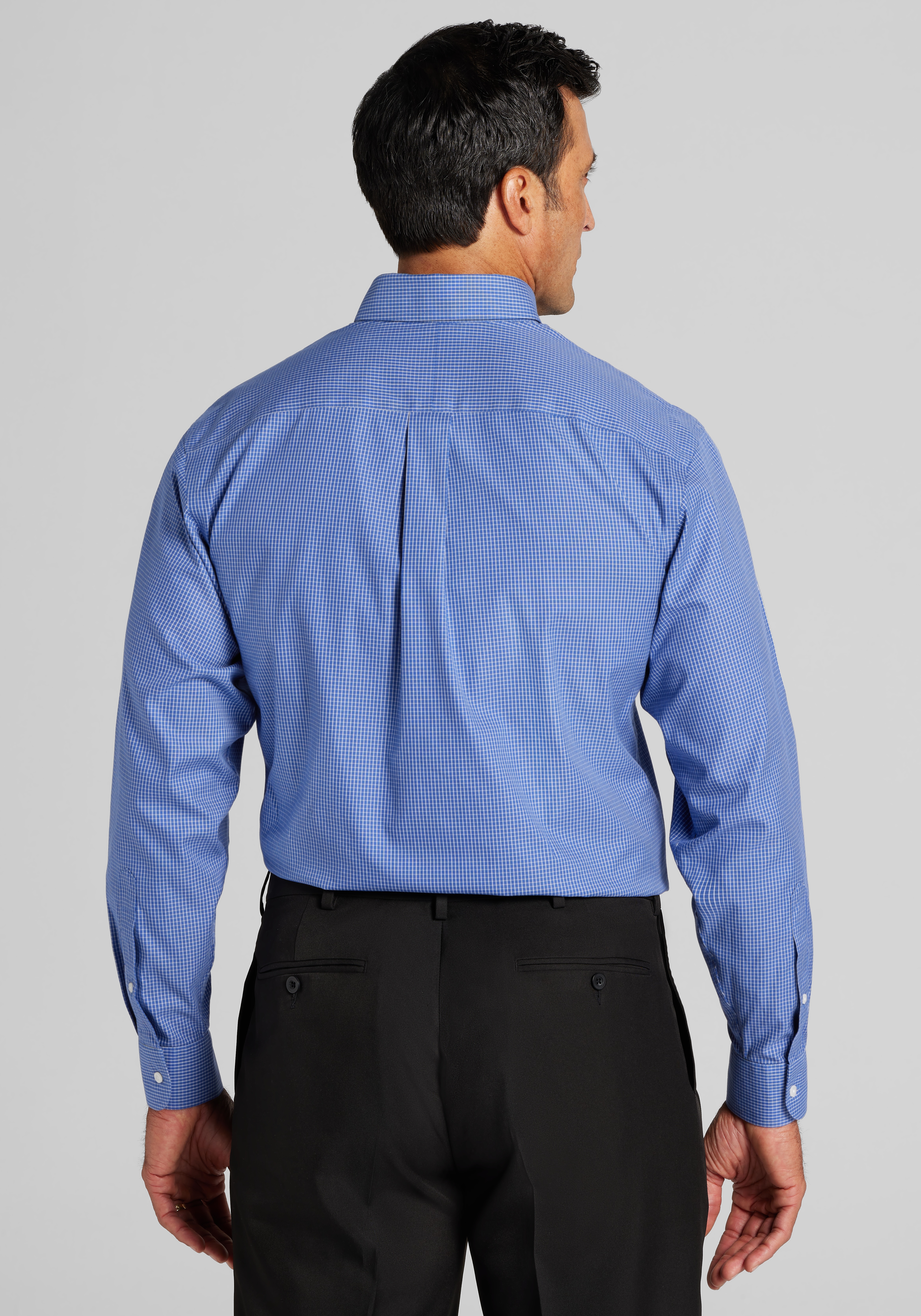 Traveler® Collection Traditional Fit Button-Down Collar Mini Check Dress Shirt